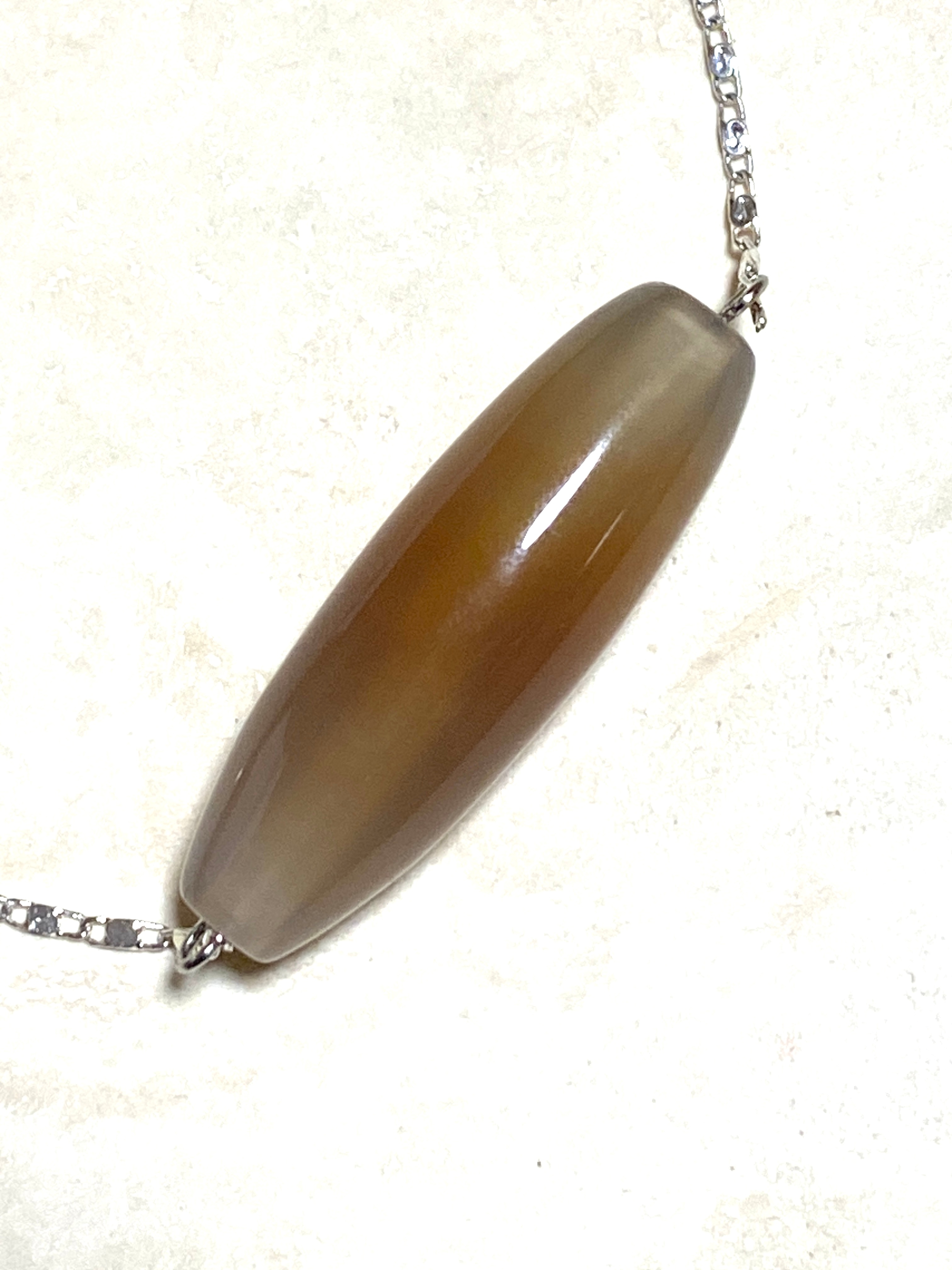 Natural Agate Short Necklace, Stainless Chain - photo 5