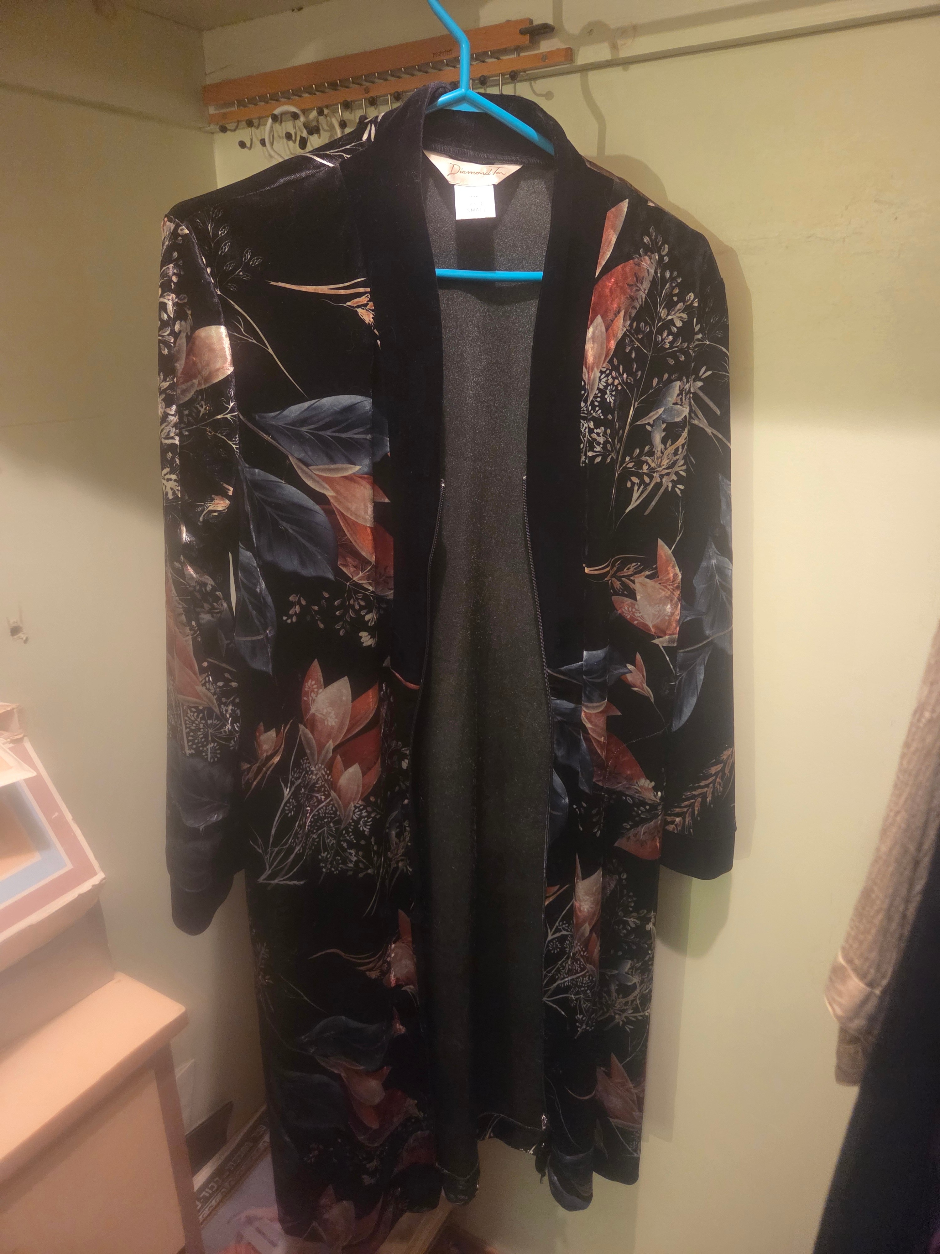 Vintage Diamond Tea Women's Velvet Dressing Gown / Robe (Small)