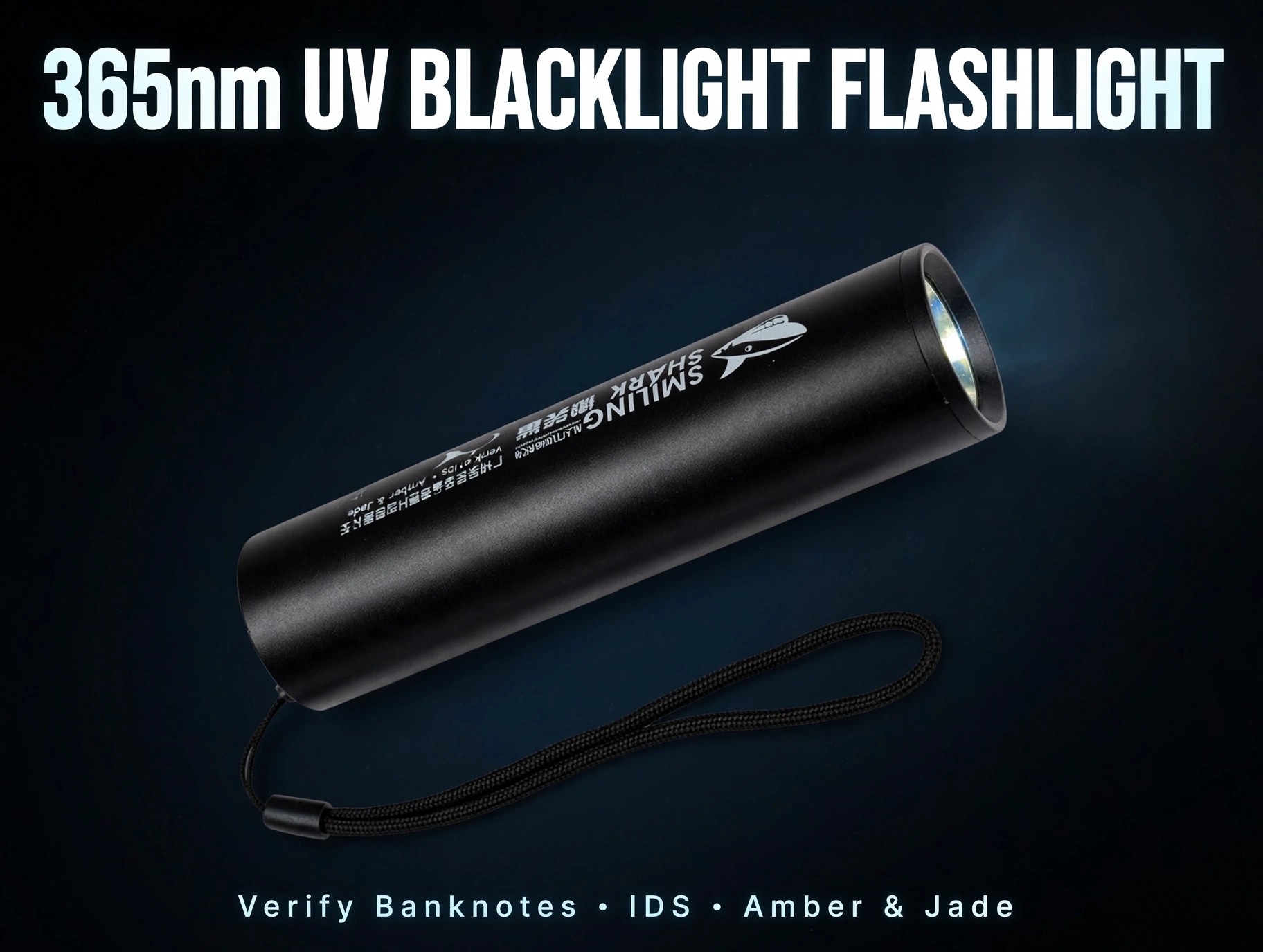 Smiling Shark 613E UV Blacklight Flashlight - USB Rechargeable