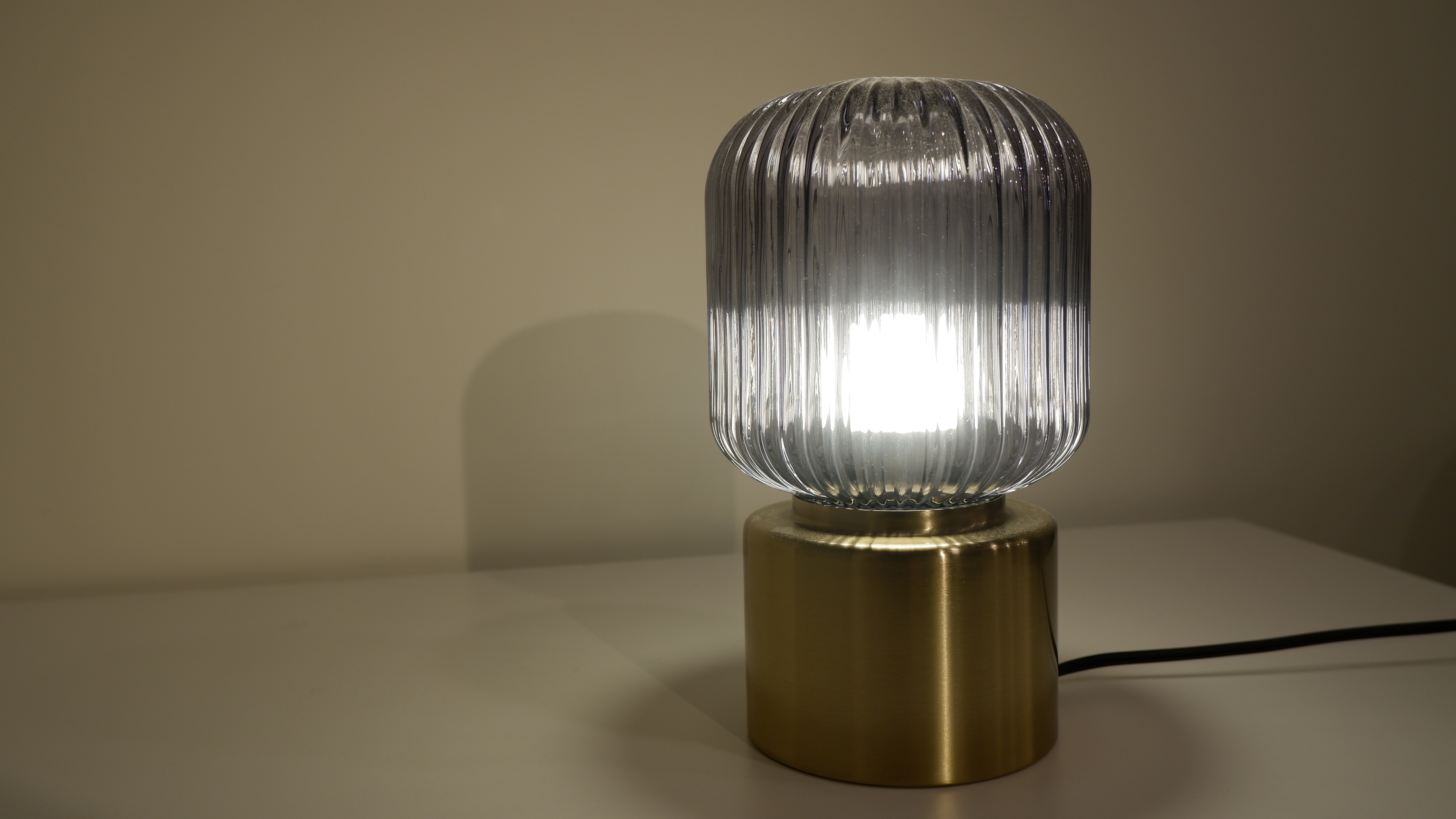 IKEA SOLKLINT Table Lamp – Brass & Grey Glass - photo 2