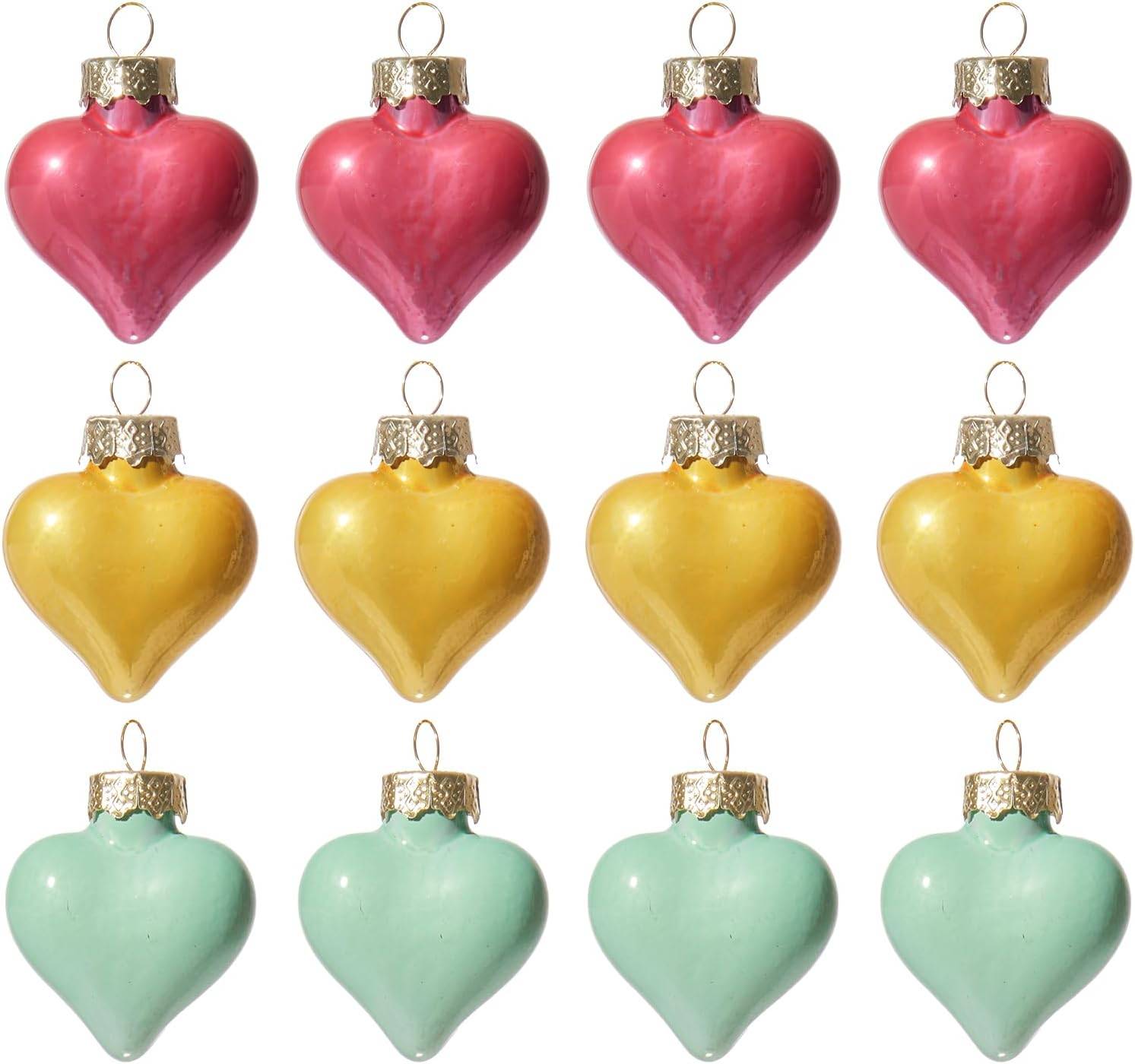 Elegant Glass Heart Ornaments - Christmas / Valentines Day 12pcs
