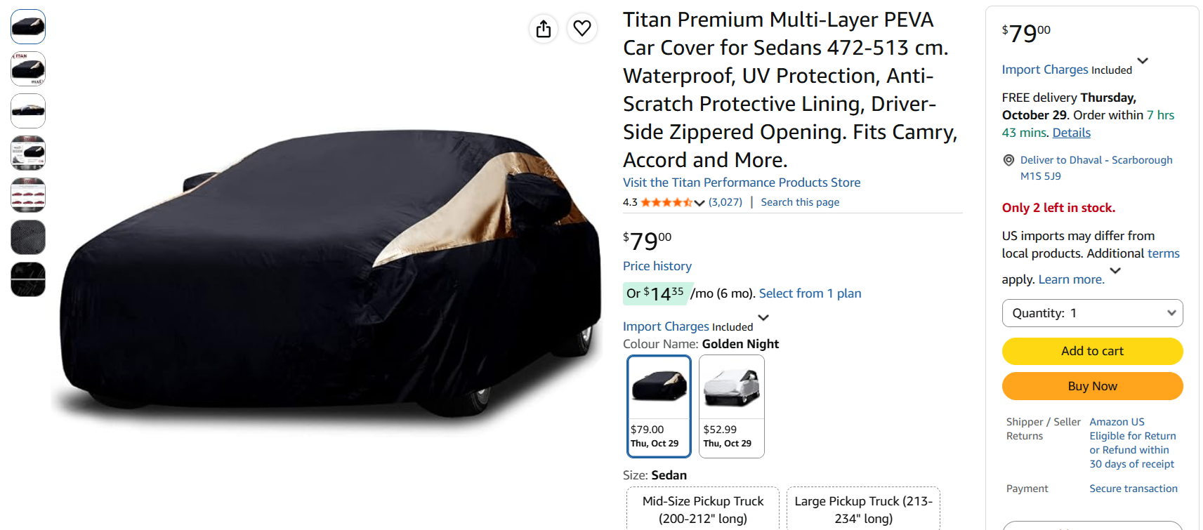 Titan Premium Multi-Layer Sedan Car Cover Suitable most Sedans - photo 5