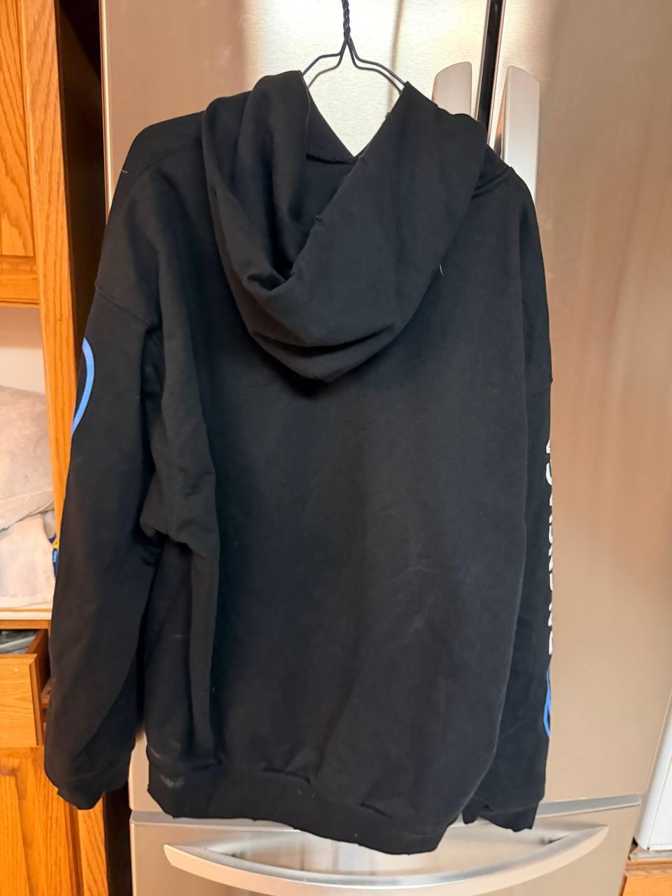 Black Hoodie with Blue Sports-Style Graphic - photo 2