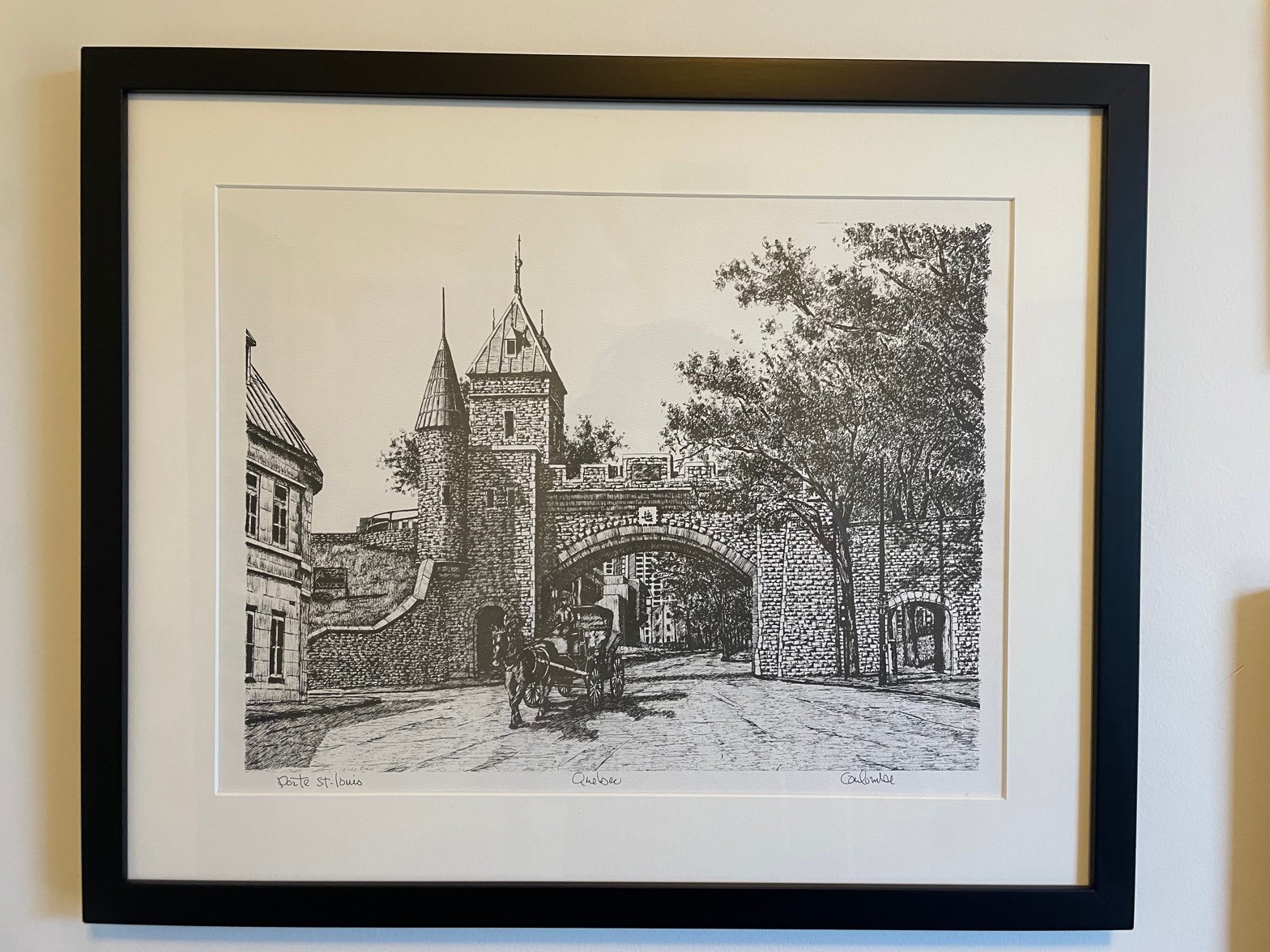 Framed Quebec sketches, set of 3 - photo 2