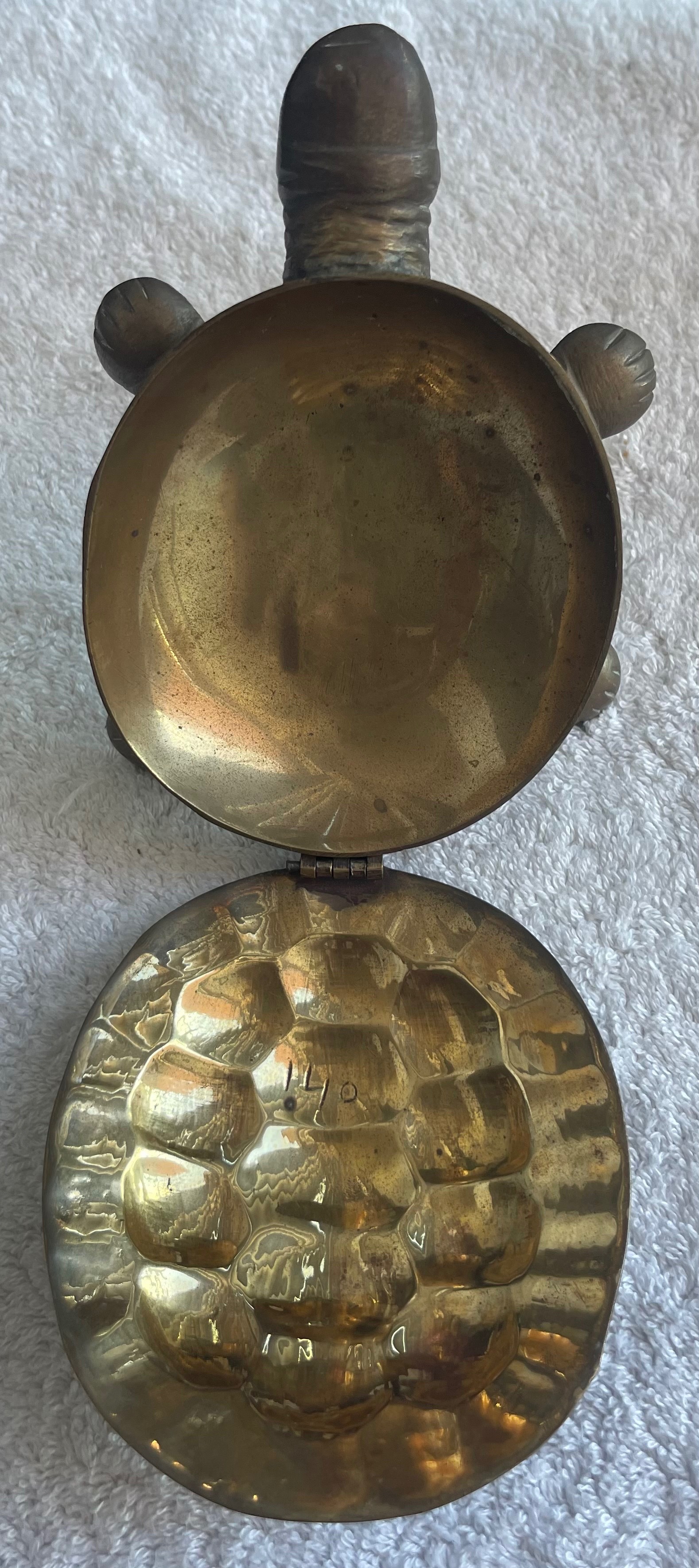 Vintage Solid Brass Turtle Trinket Dish (India) - photo 4