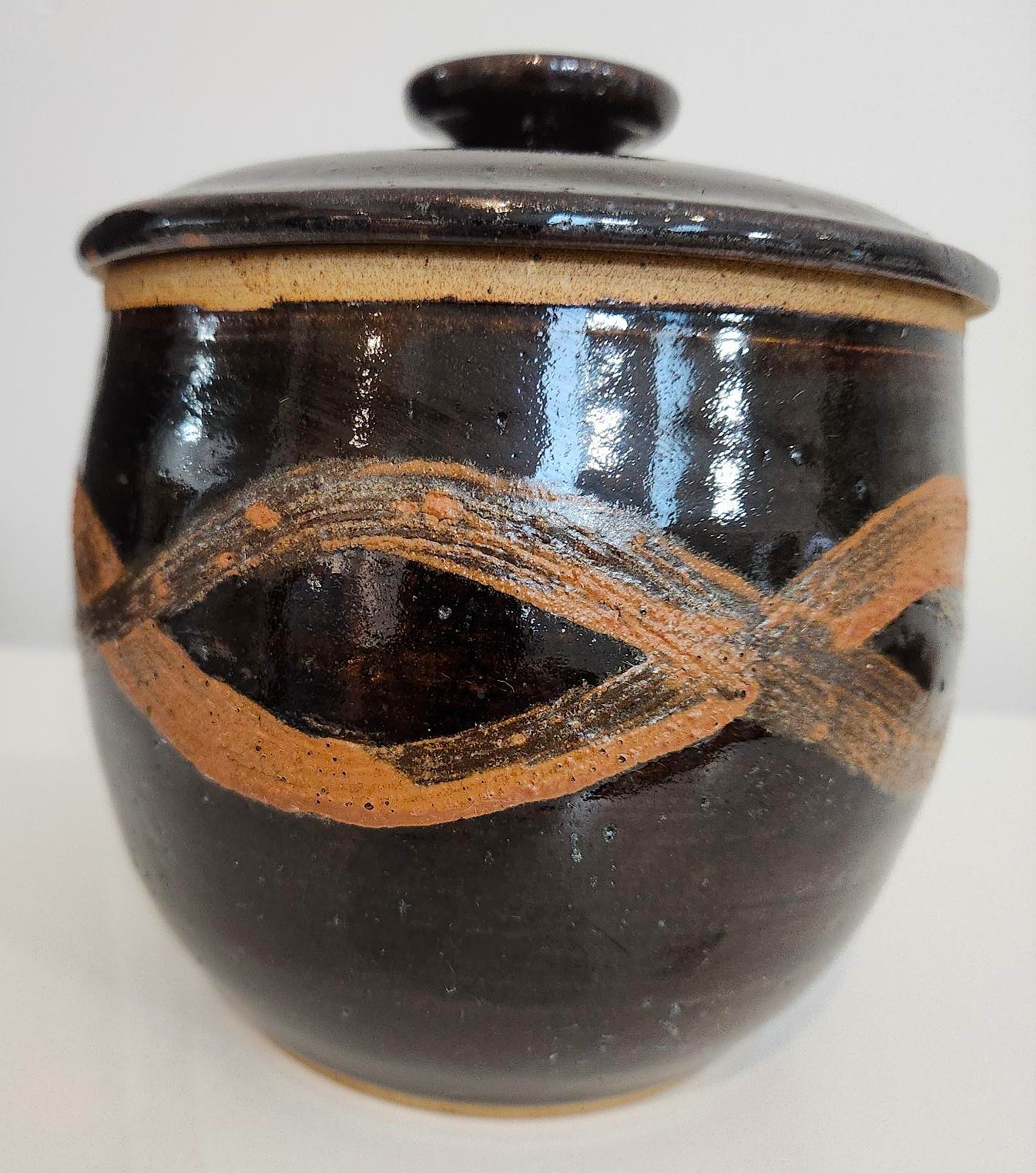 Studio Pottery Stoneware Lidded Jar, Artist Signed