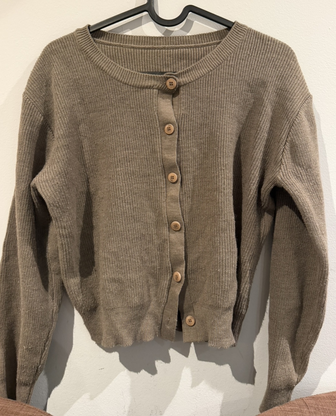 Taupe Knit Button-Up Cardigan - photo 3