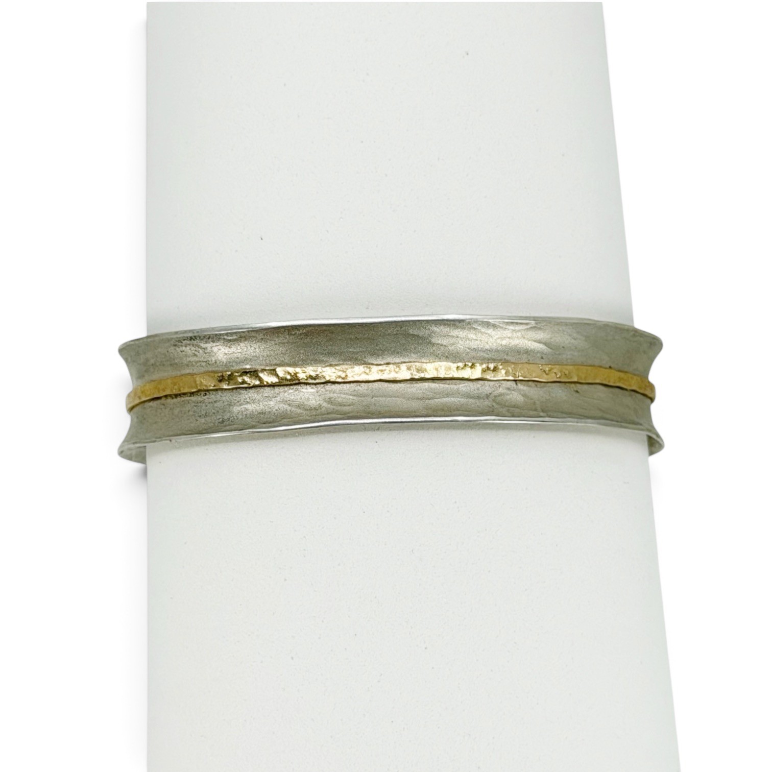 Hand made 12k gold filled sterling silver hammered cuff bracelet - photo 3