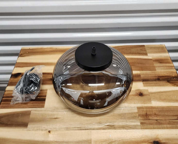 Smoked Gray Glass Pendant Light Fixture w/ Black Canopy - photo 2