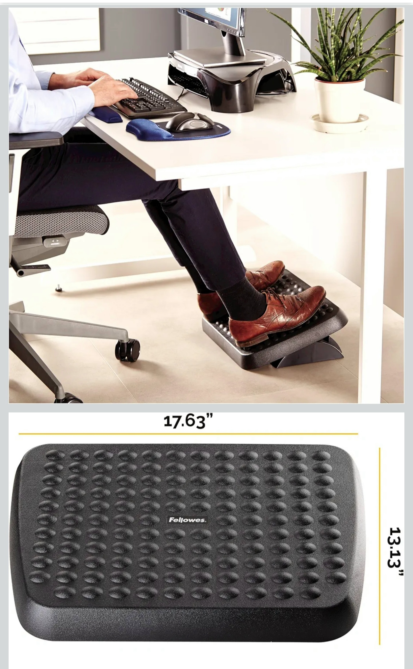 Ergonomic Adjustable Footrest – Fellowes Under-Desk Foot Rest - photo 3
