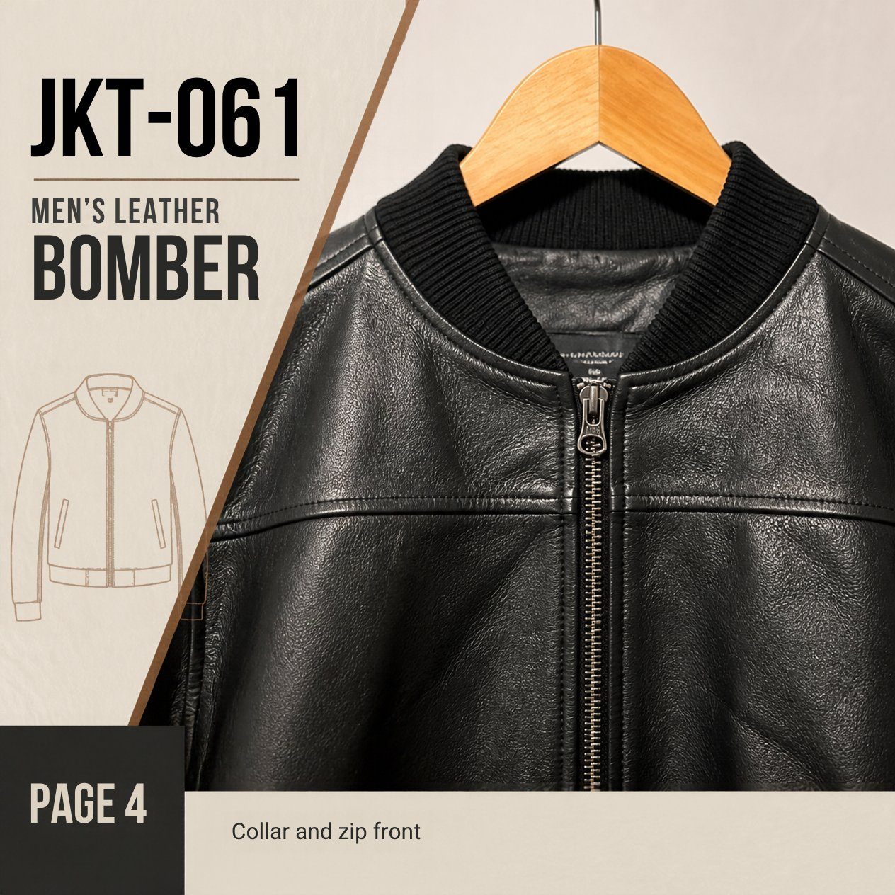 JKT-061 — Men's Clark leather bomber jacket — brand new, size L - photo 3