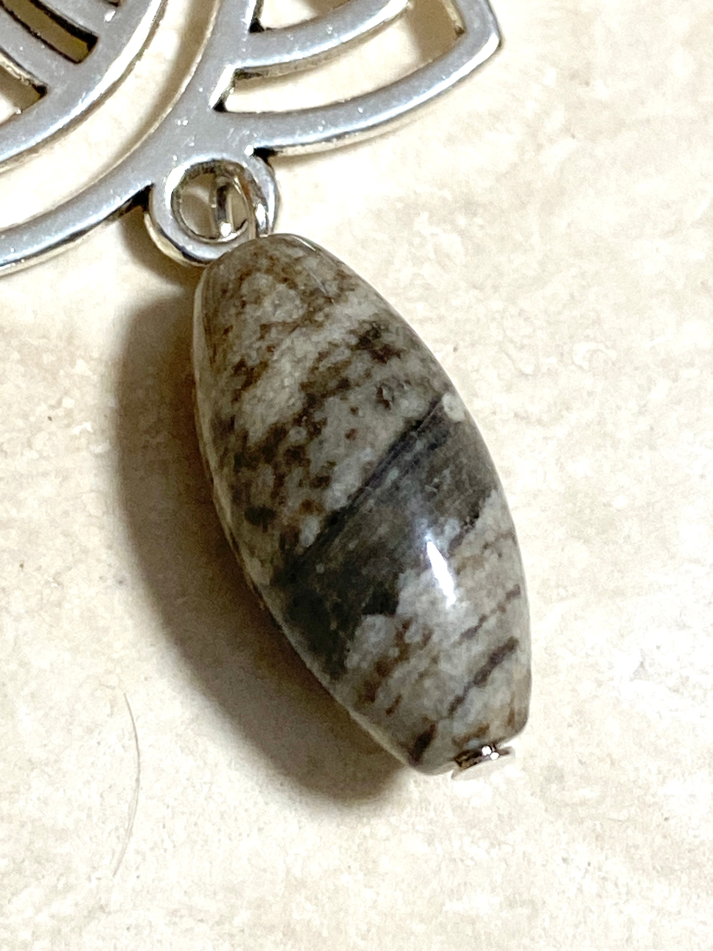 Earthy Picasso Stone Triqueta Earrings, Sterling Silver Hooks - photo 3