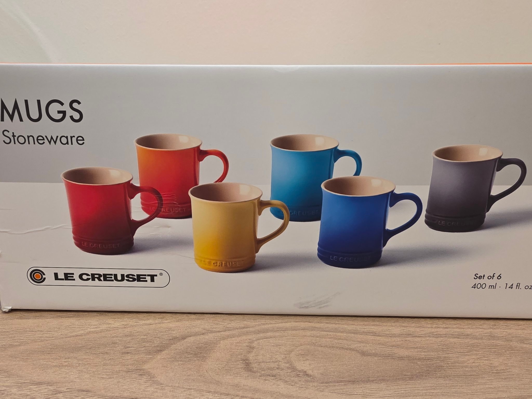 Le Creuset Stoneware Mugs — Set of 6 (400ml, Brand New)
