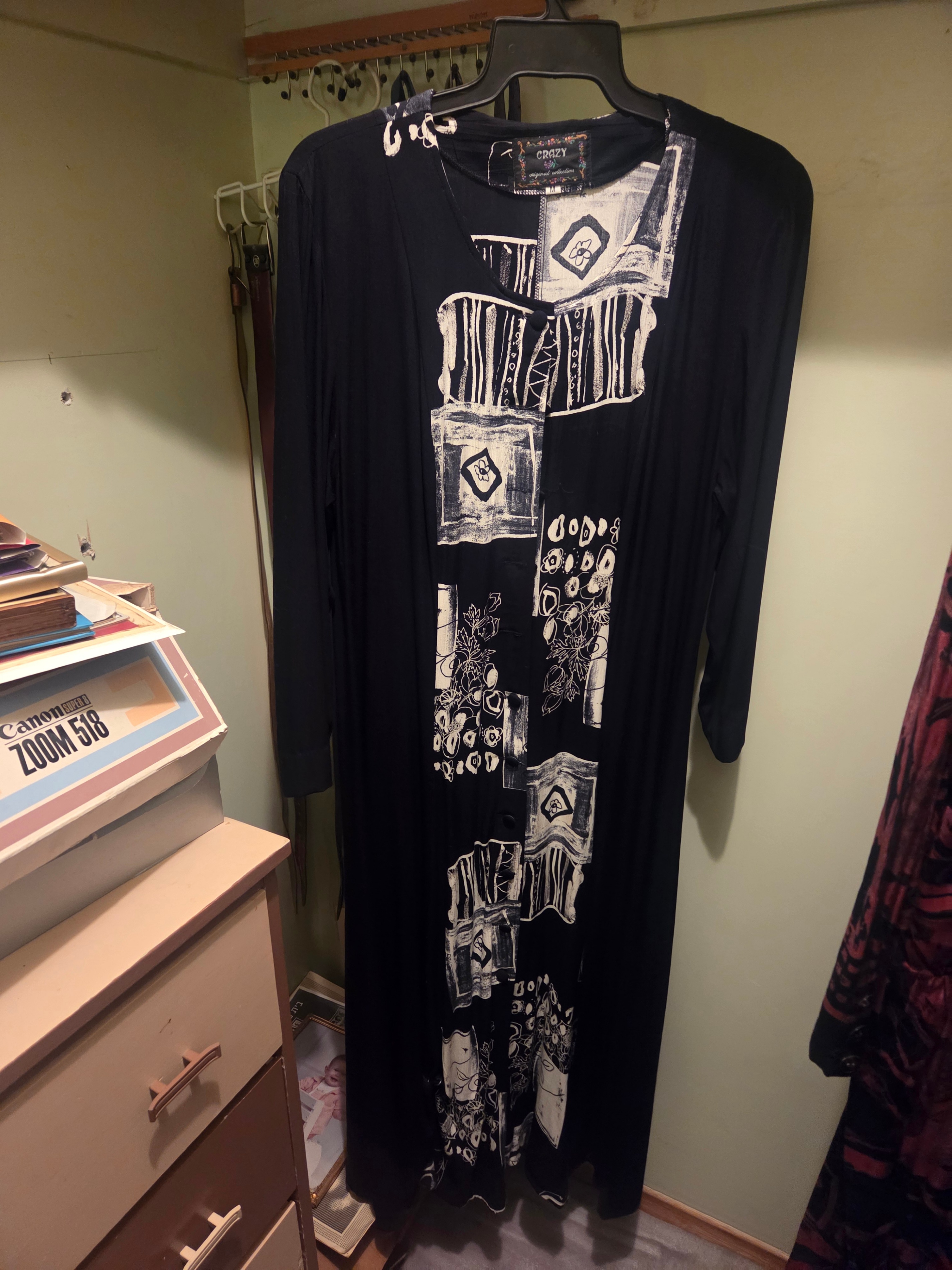 Vintage Crazy Original Collection Black & White Maxi Dress (M)