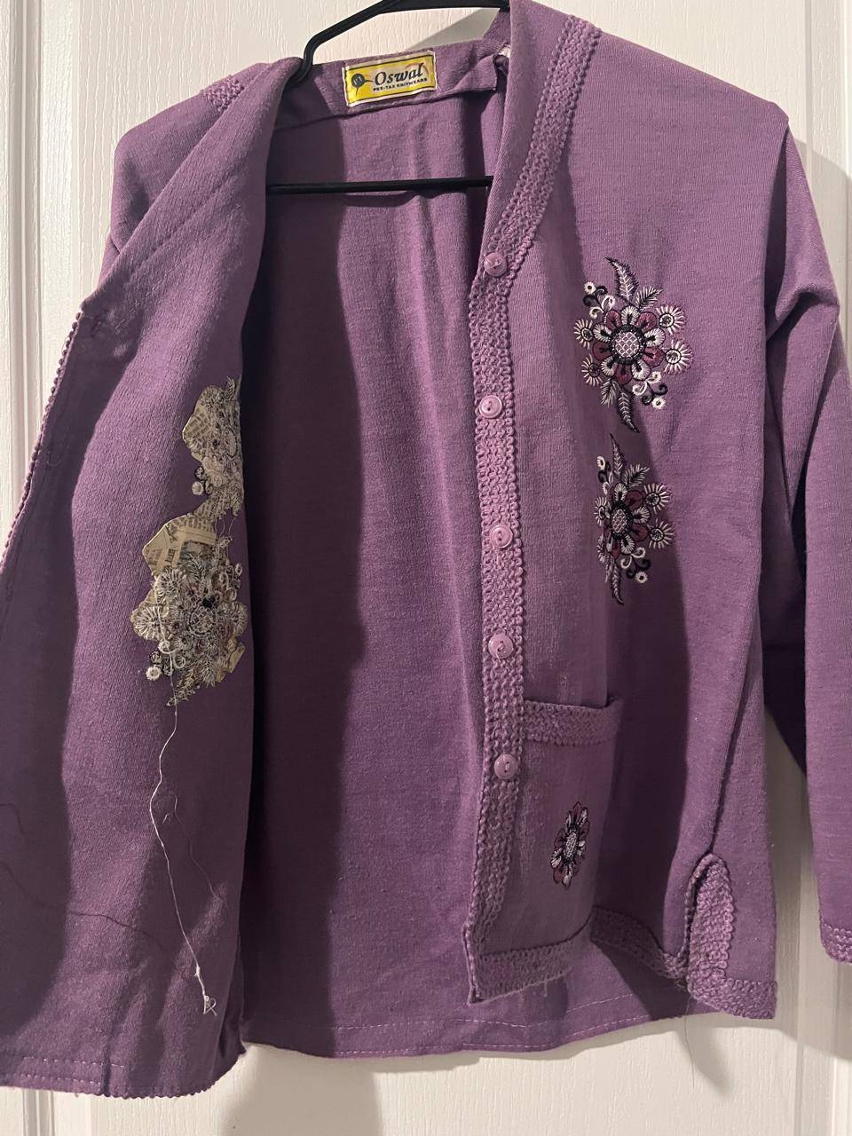 New Women's Purple Embroidered Cardigan Sweater - photo 3