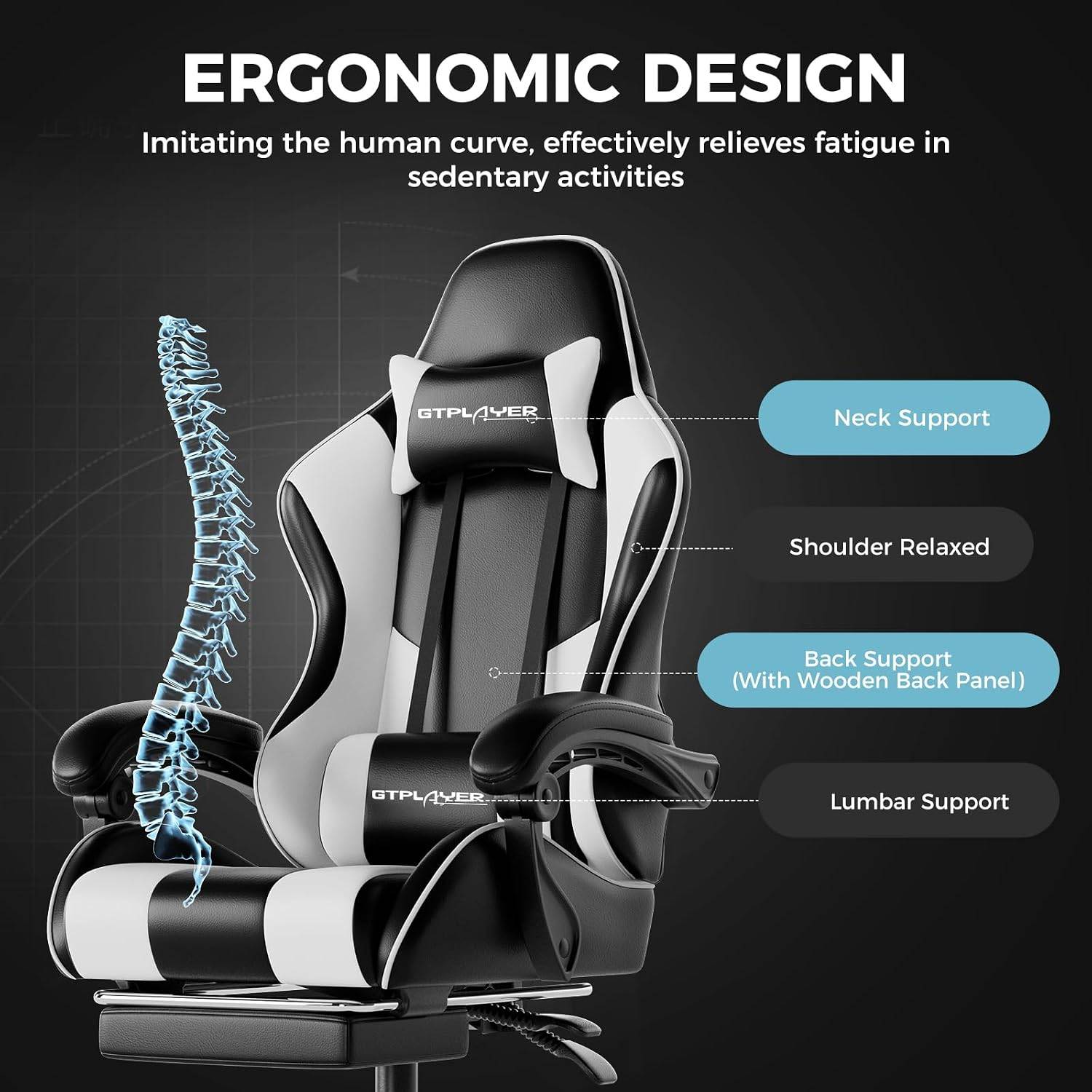 GTPLAYER Gaming Chair with Footrest - photo 2