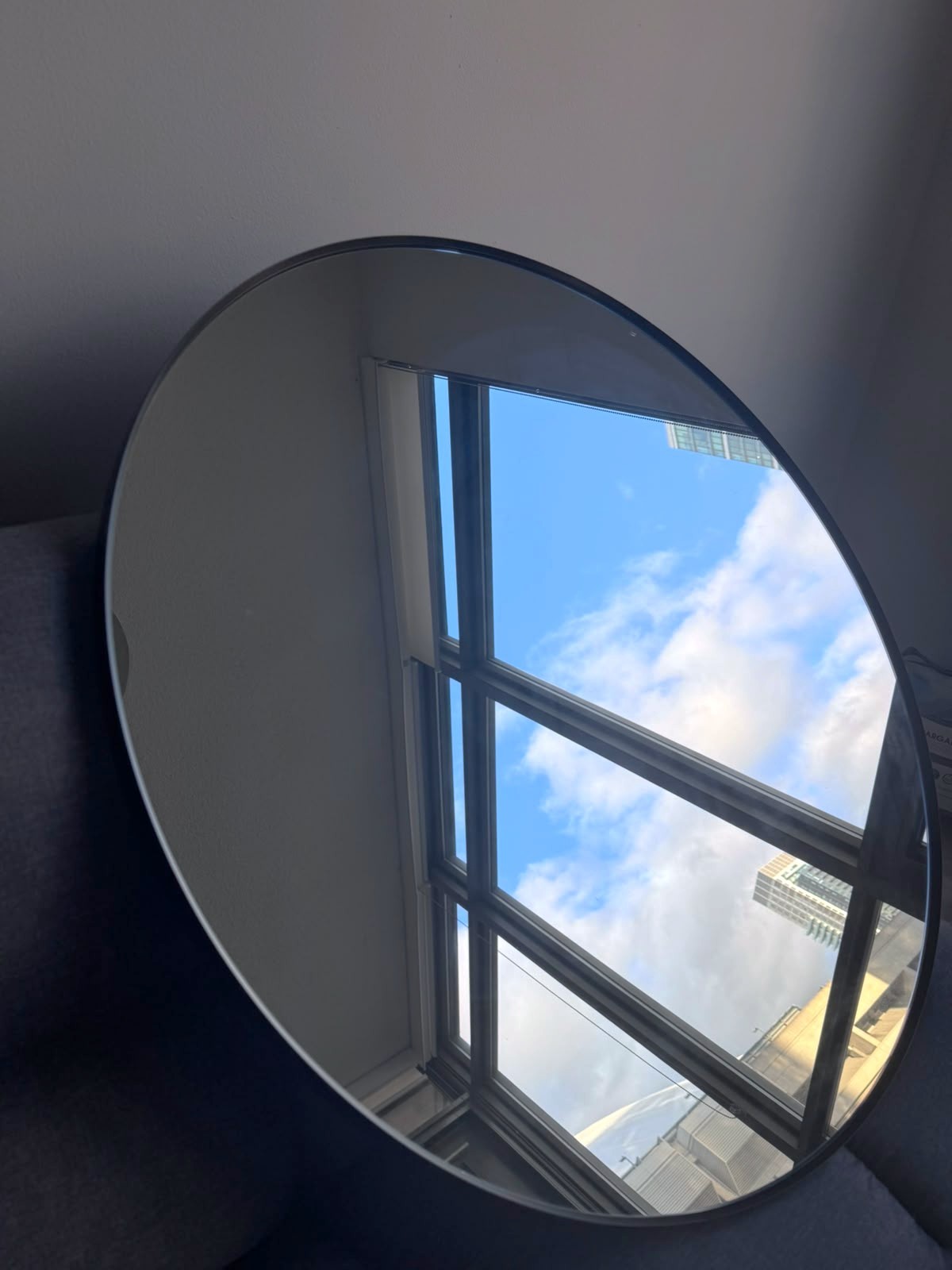 Large Round Black Slim Metal Frame Mirror, 80 cm / 31.5" - photo 2