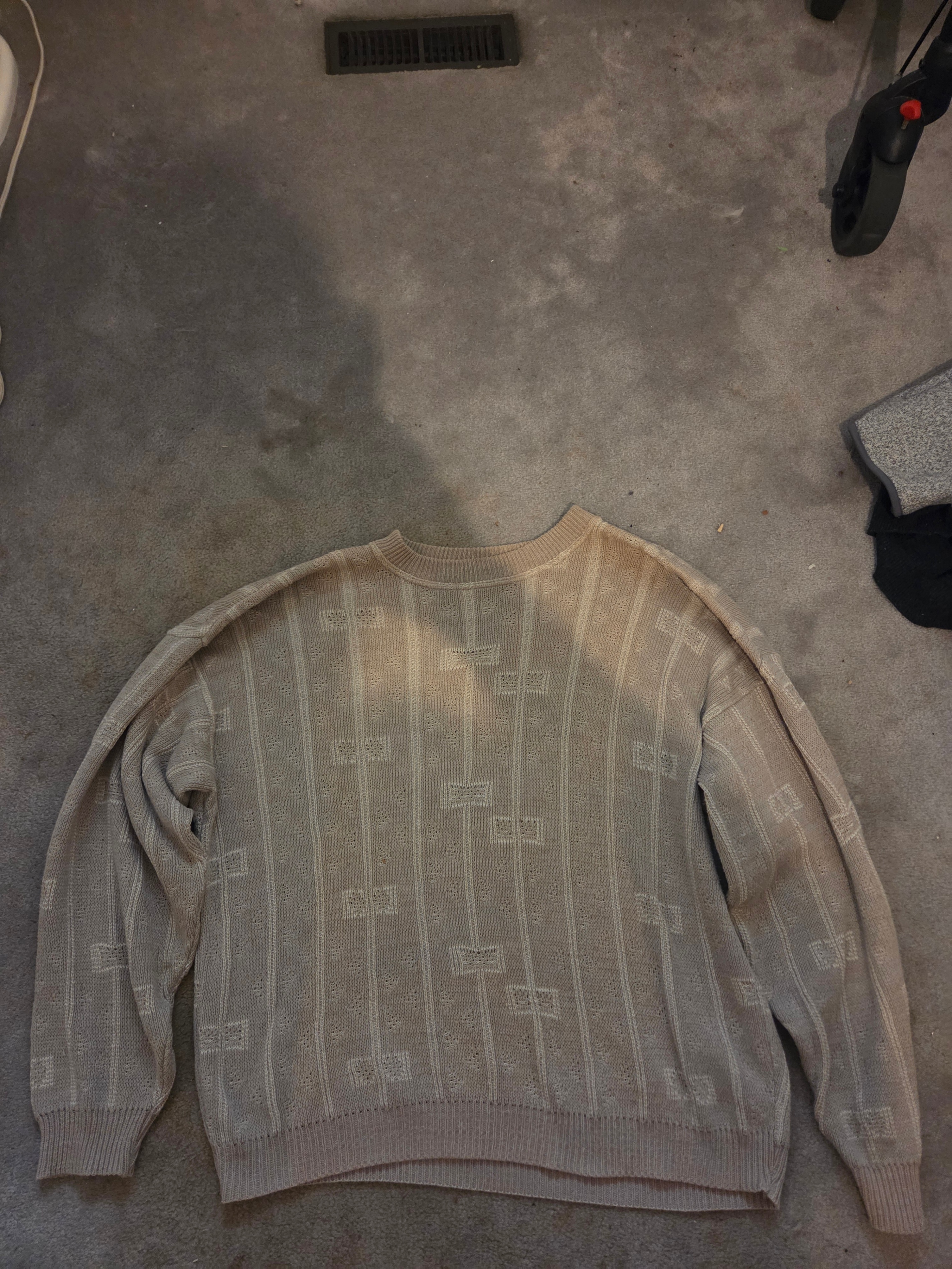 Vintage 90s Men's Bassin Beige Textured Knit Sweater, Size M