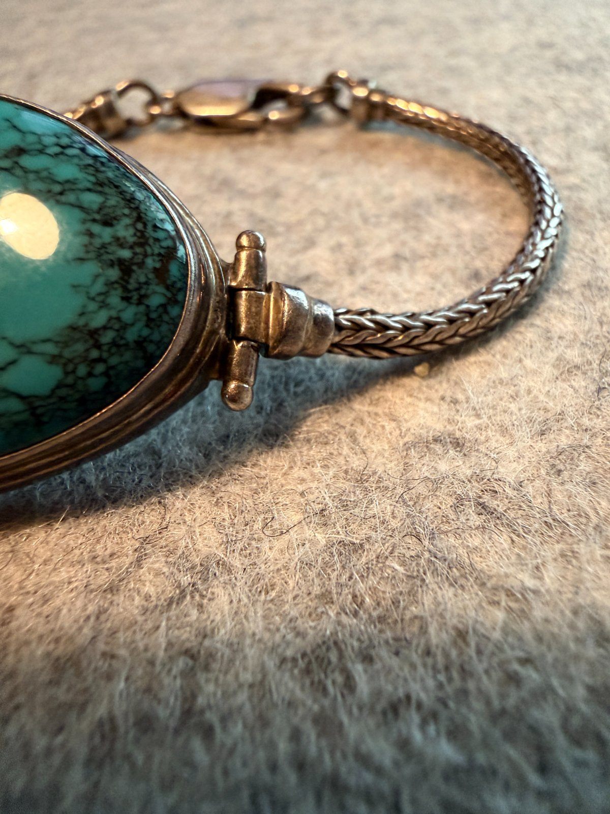 Vintage Indigenous 925 Silver & Real Gemstone Turquoise Bracelet - photo 5