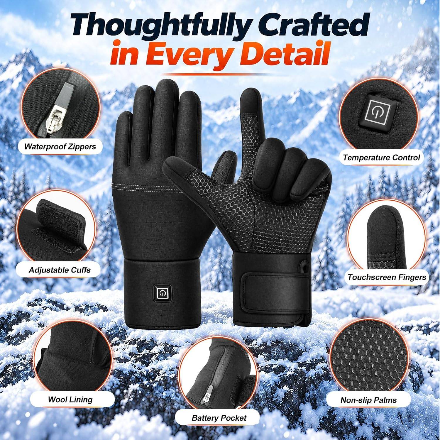 Heated Work Gloves for Men Women, 3000mAh*2 - photo 4