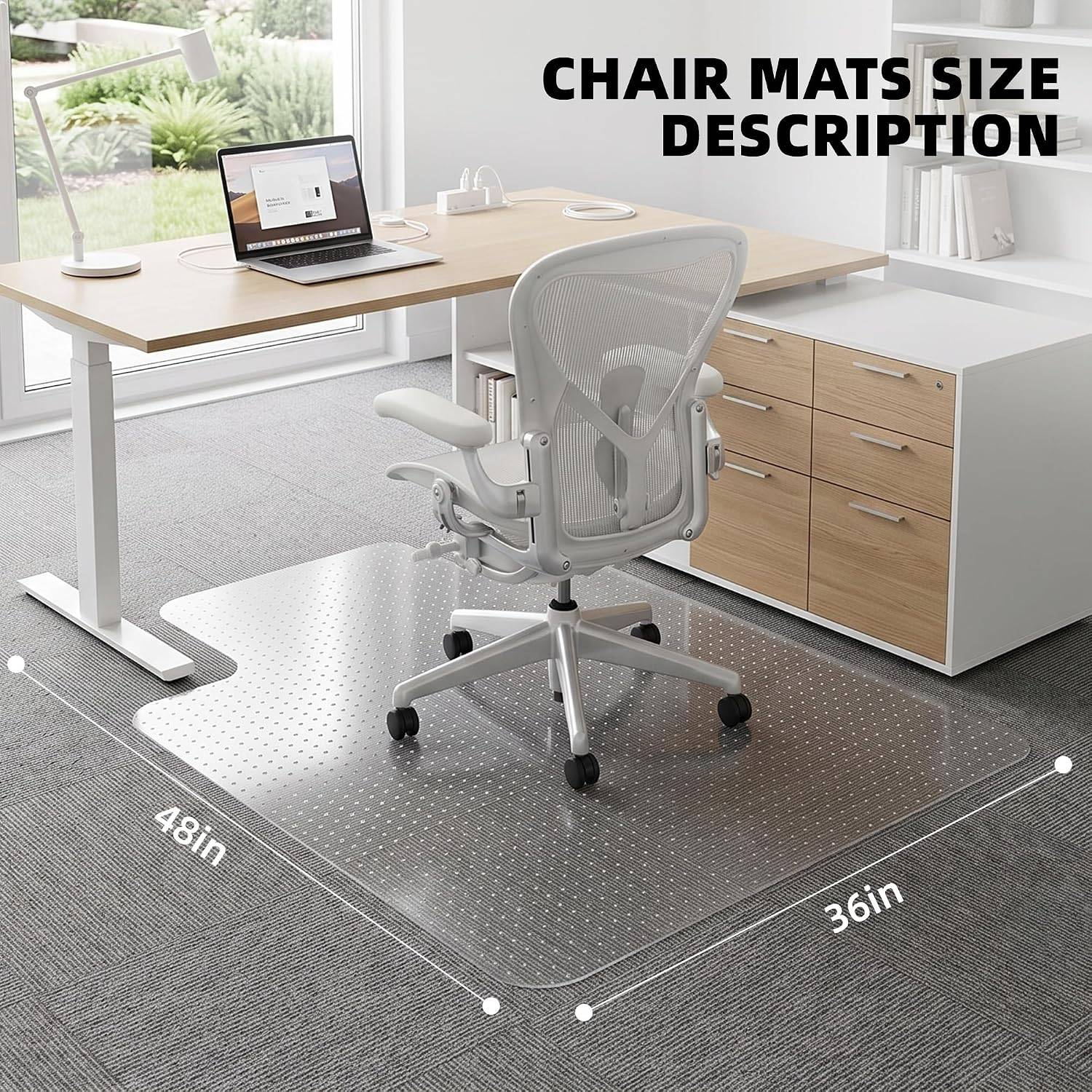 Clear Office Chair Mat for Carpet (36" x 48" with Lip)