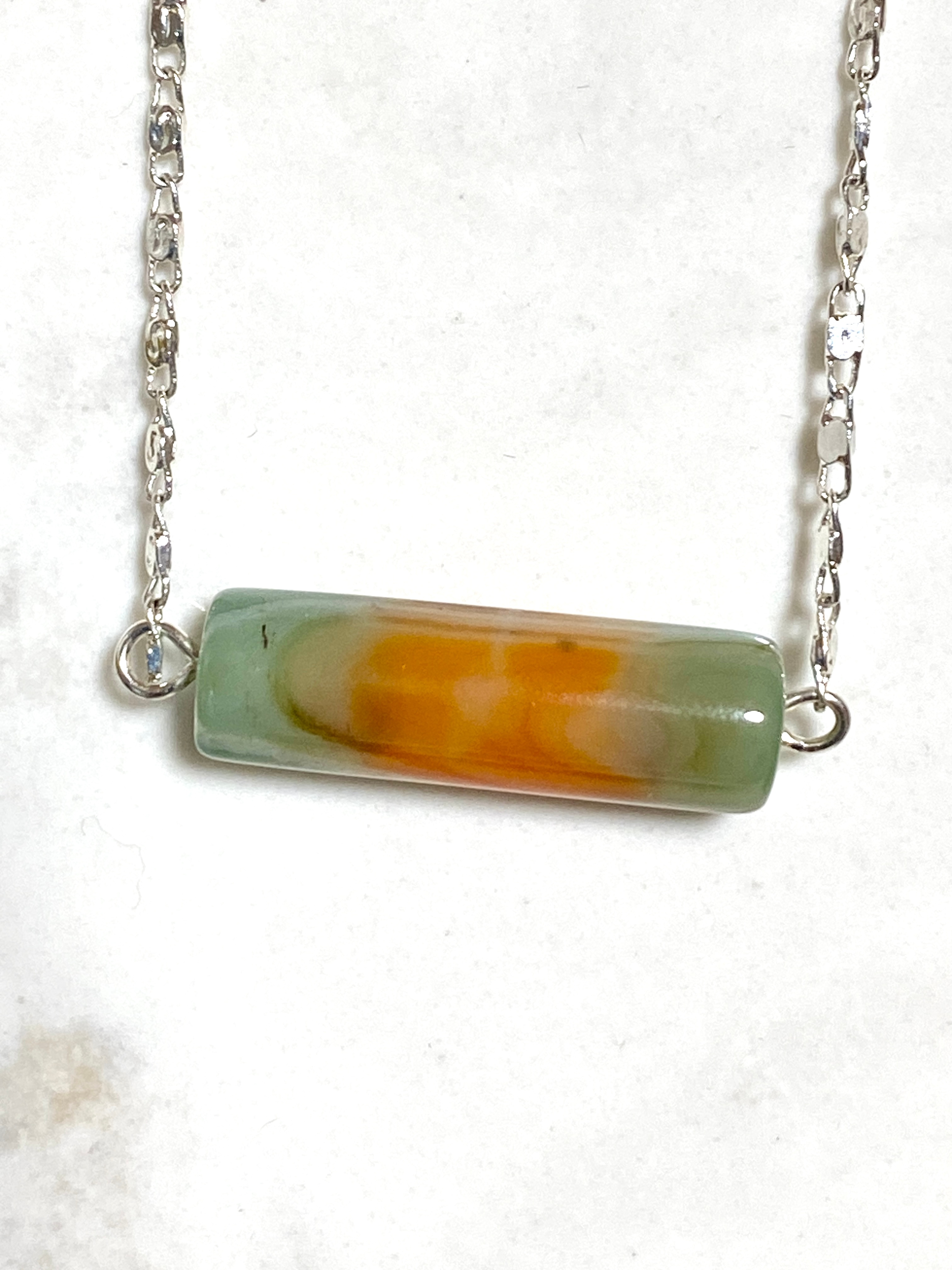Multi-colored Dyed Agate Short Necklace, Stainless Chain - photo 5