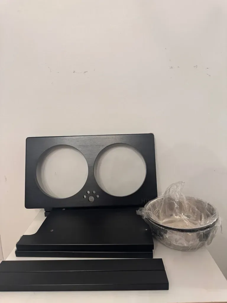 Black Double Pet Feeder Bowl Stand - photo 2