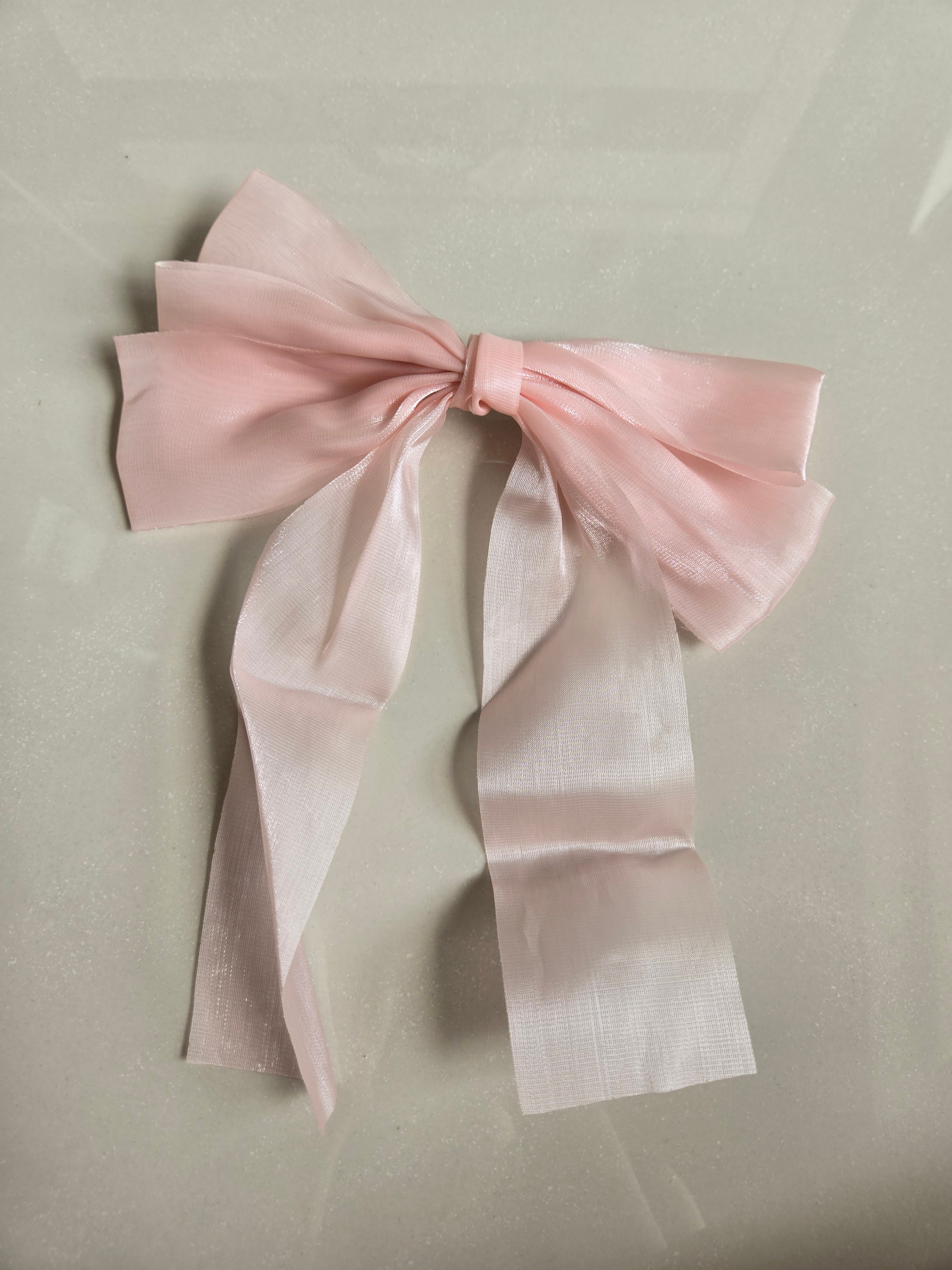 Light Pink Princess Ribbon Bow Sheer Hair Clip - photo 3