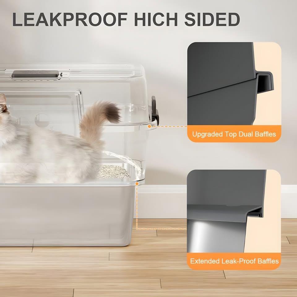 Brand New XL Stainless Steel Cat Litter Box w/ Lid, Mat & Scoop - photo 3