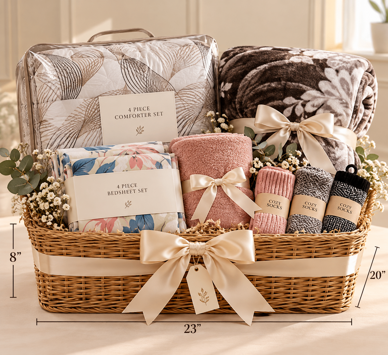 Diwali Gift Basket $195 – Comforter + 5kg Blanket + Sheets