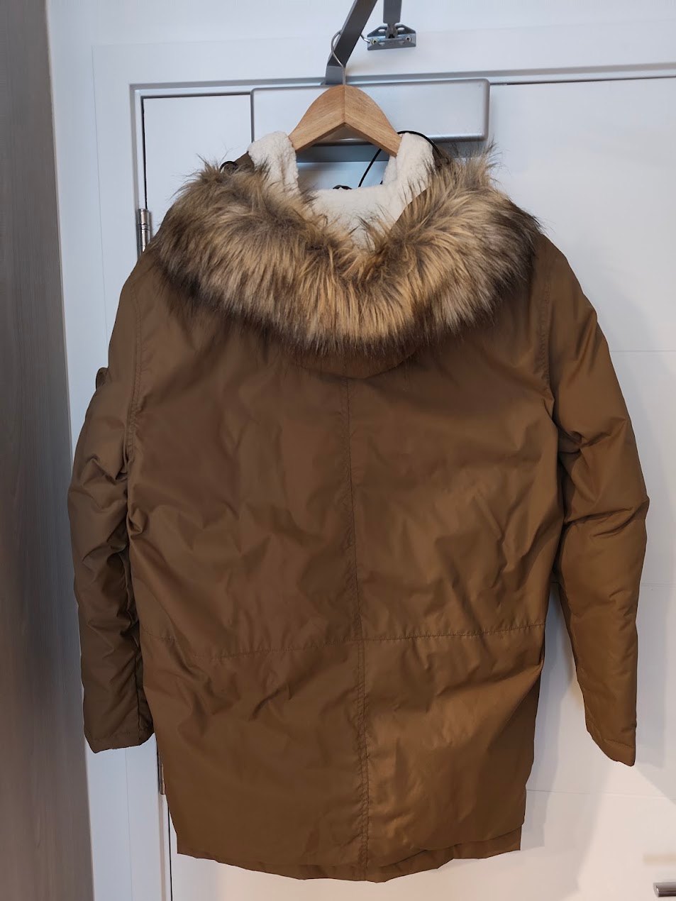 Frank & Oak Tan Hooded Down Parka with Faux Fur Trim (medium) - photo 2