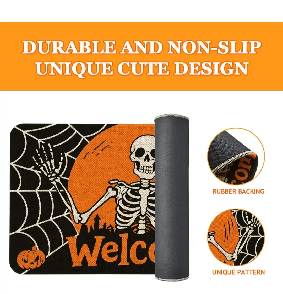 Kuyuayee Halloween Skeleton Welcome Door Mat - photo 3