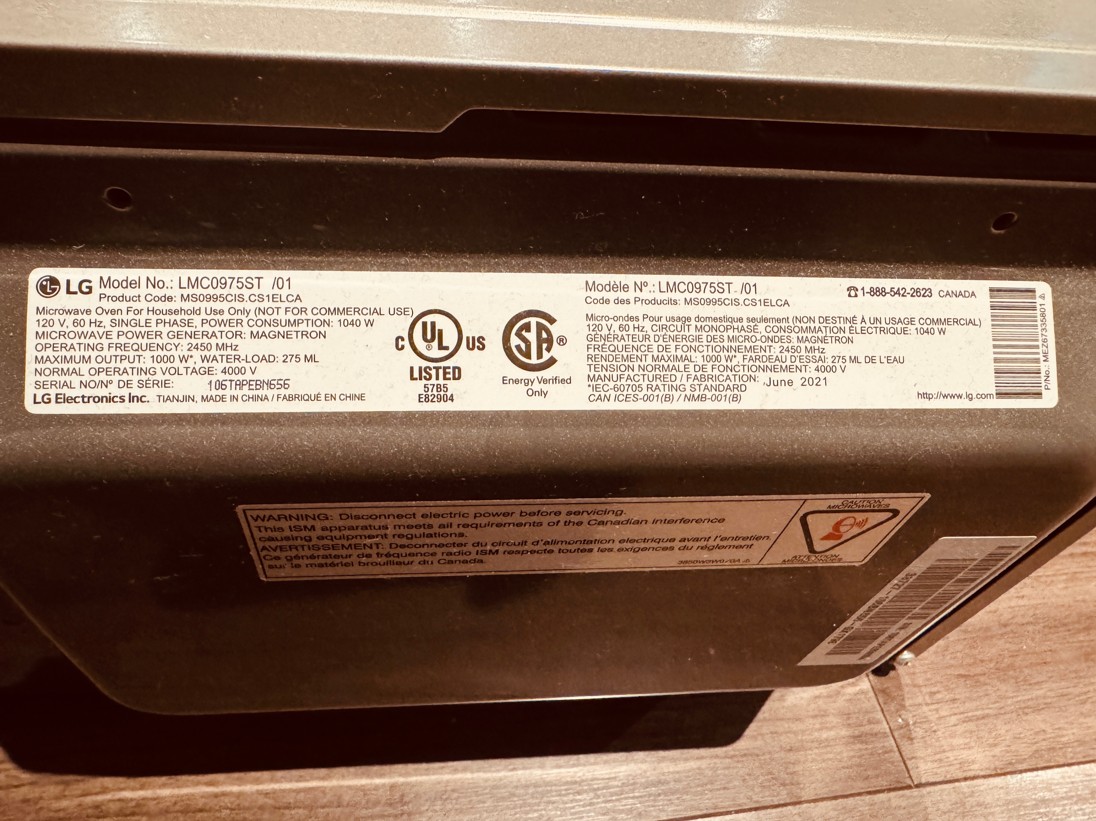 LG LMC0975ST Microwave - photo 3
