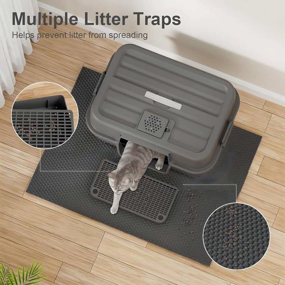 Brand New XL Stainless Steel Cat Litter Box w/ Lid, Mat & Scoop - photo 2