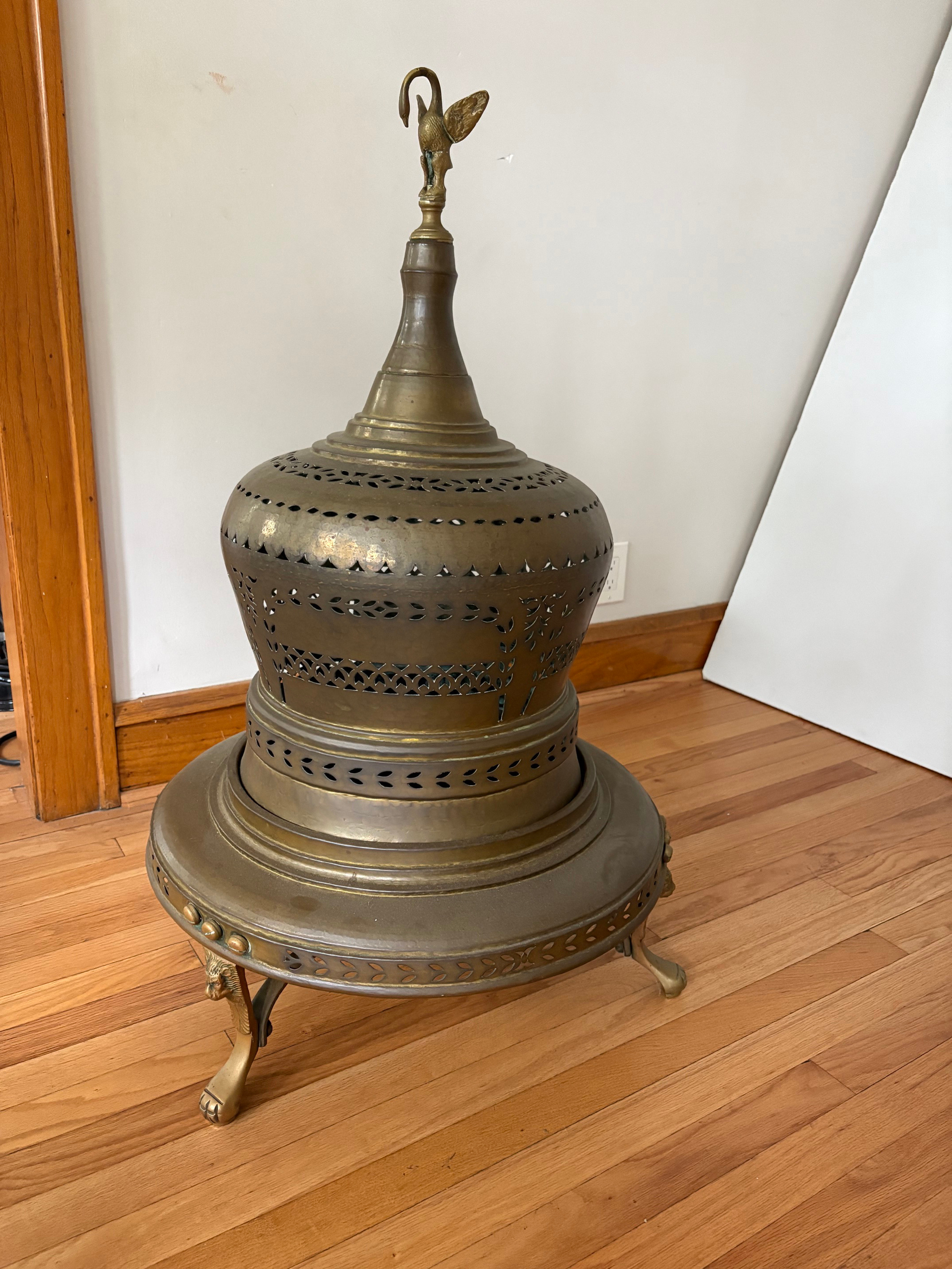 Antique Venetian-style or Ottoman/Turkish brass bell brazier
