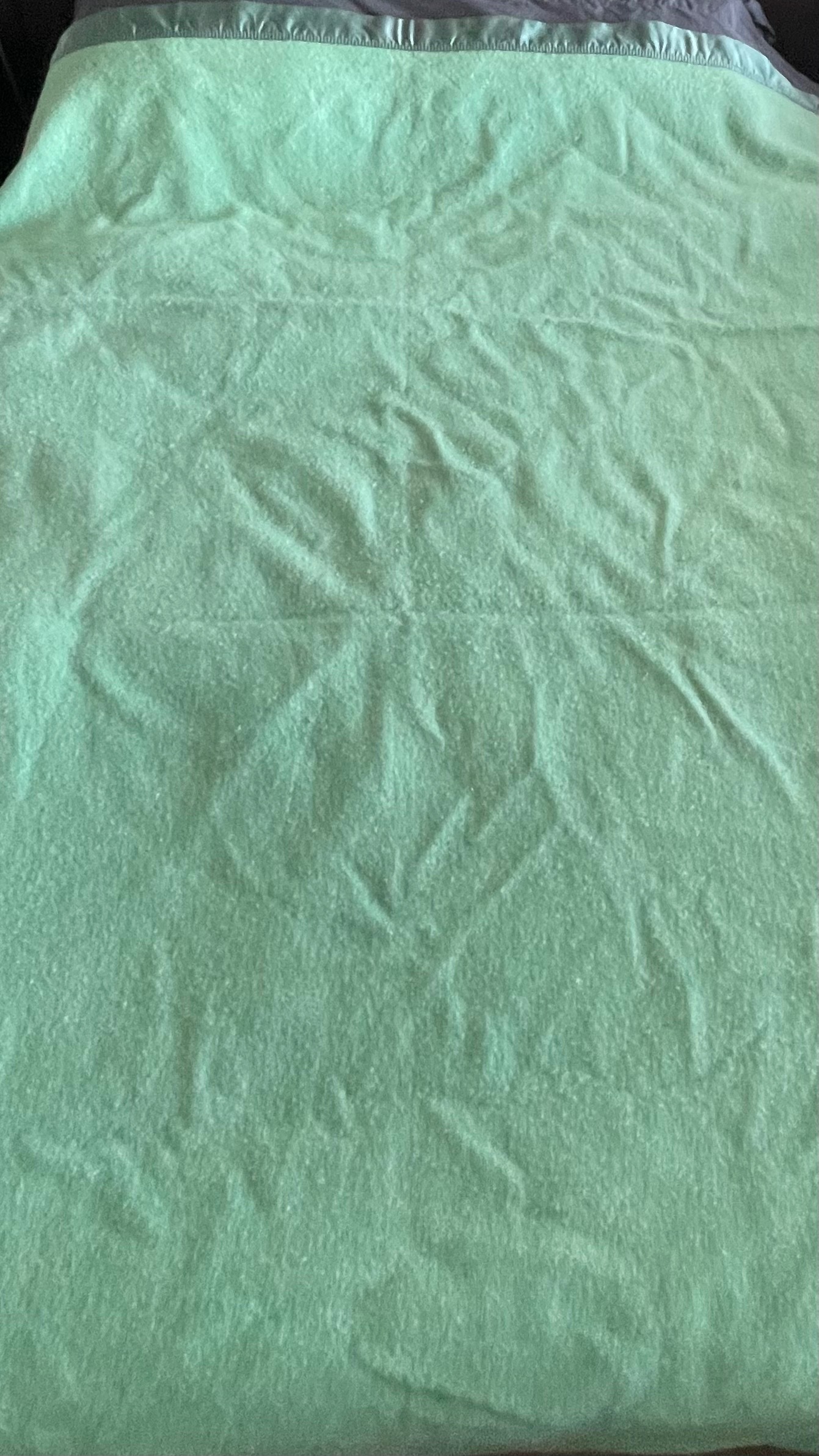 Vintage Ayers Pure Virgin Wool Blanket - Pistachio Mint Green - photo 5