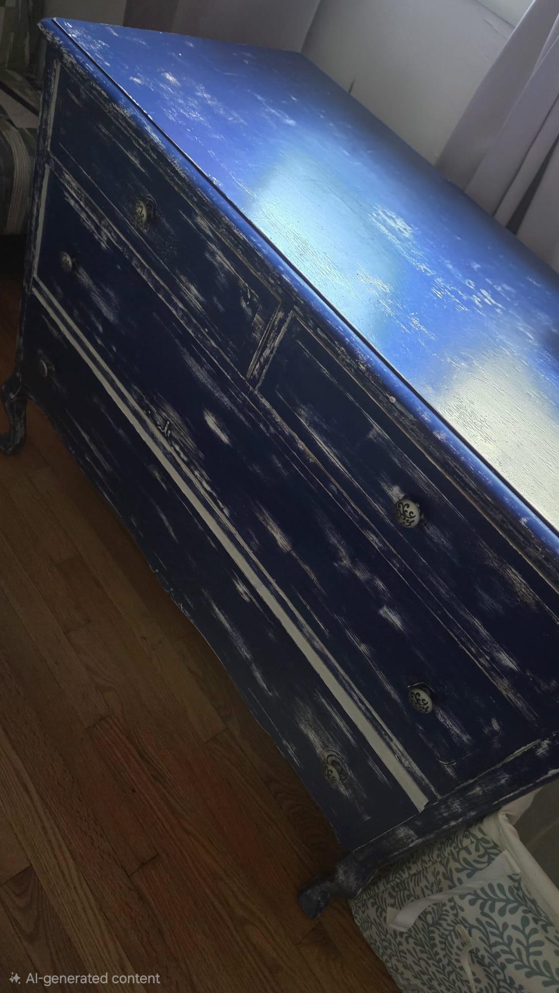 Distressed Blue Wooden Dresser