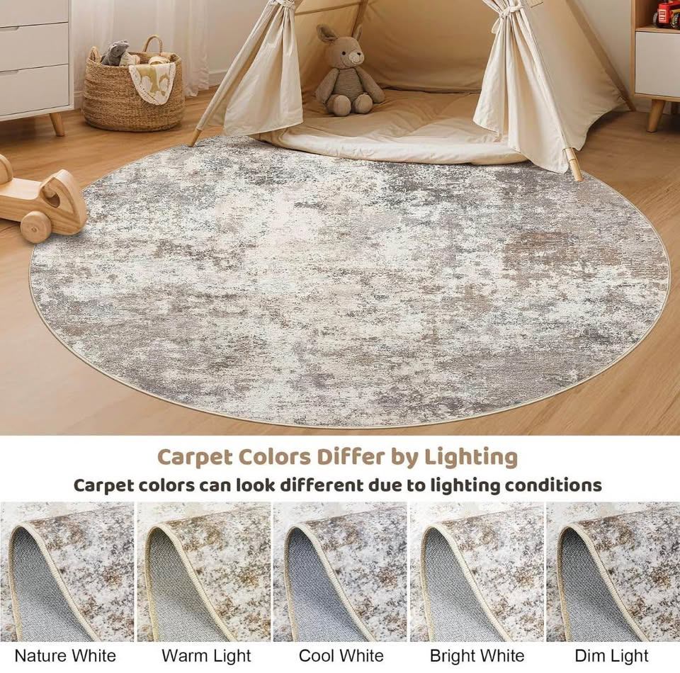 New 6ft Round Area Rug Carpet Washable Low Pile - photo 3