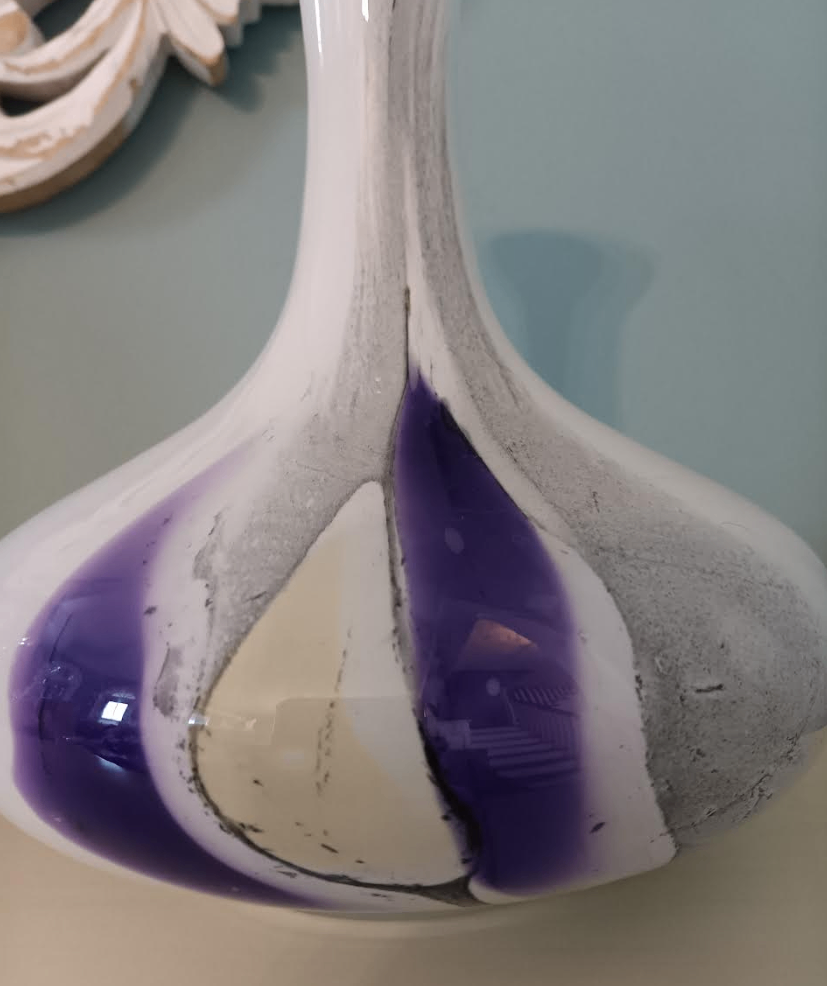Vintage 80s Hans Jurgen Richartz signed white art glass vase - photo 2