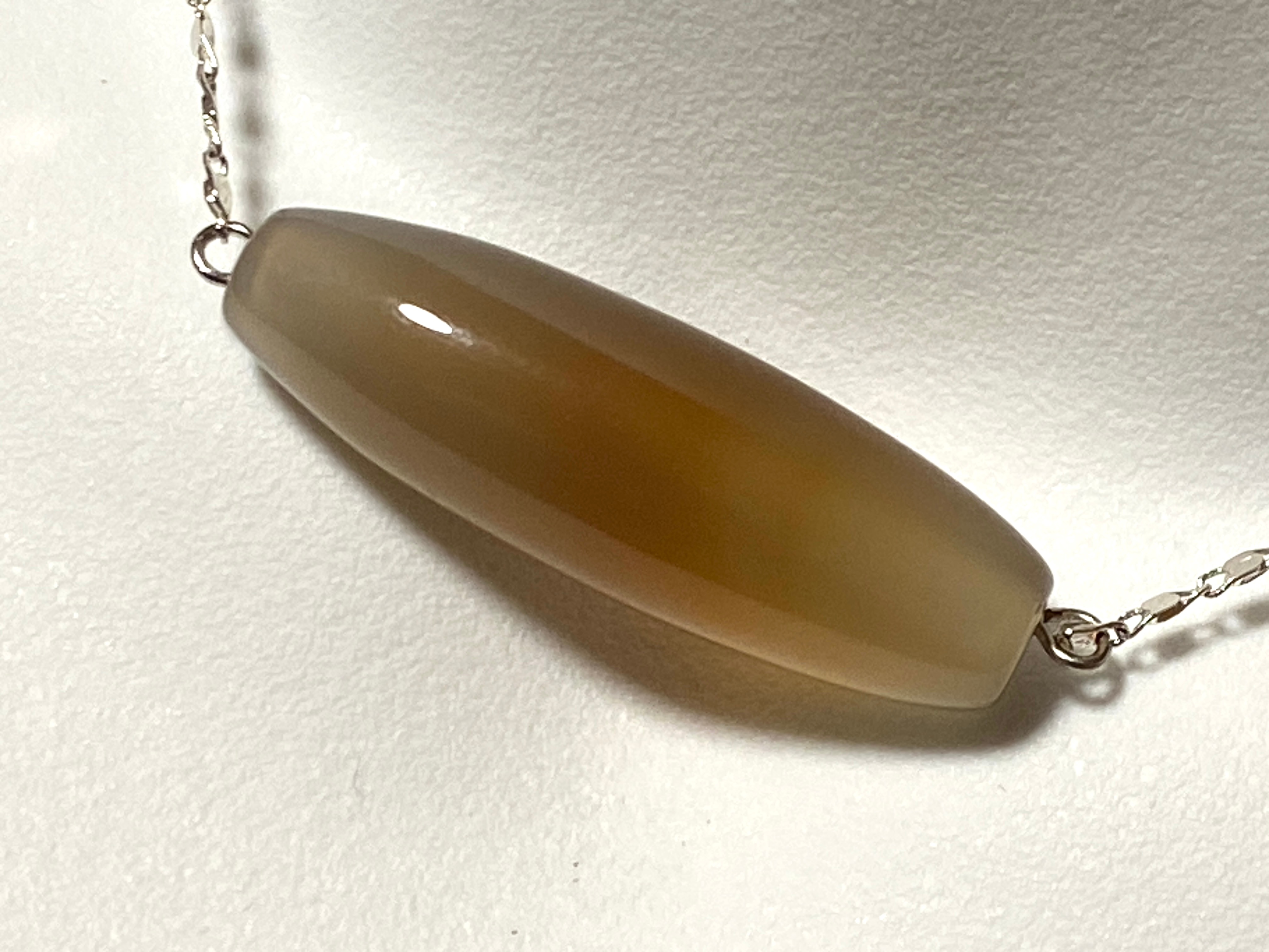 Natural Agate Short Necklace, Stainless Chain - photo 3