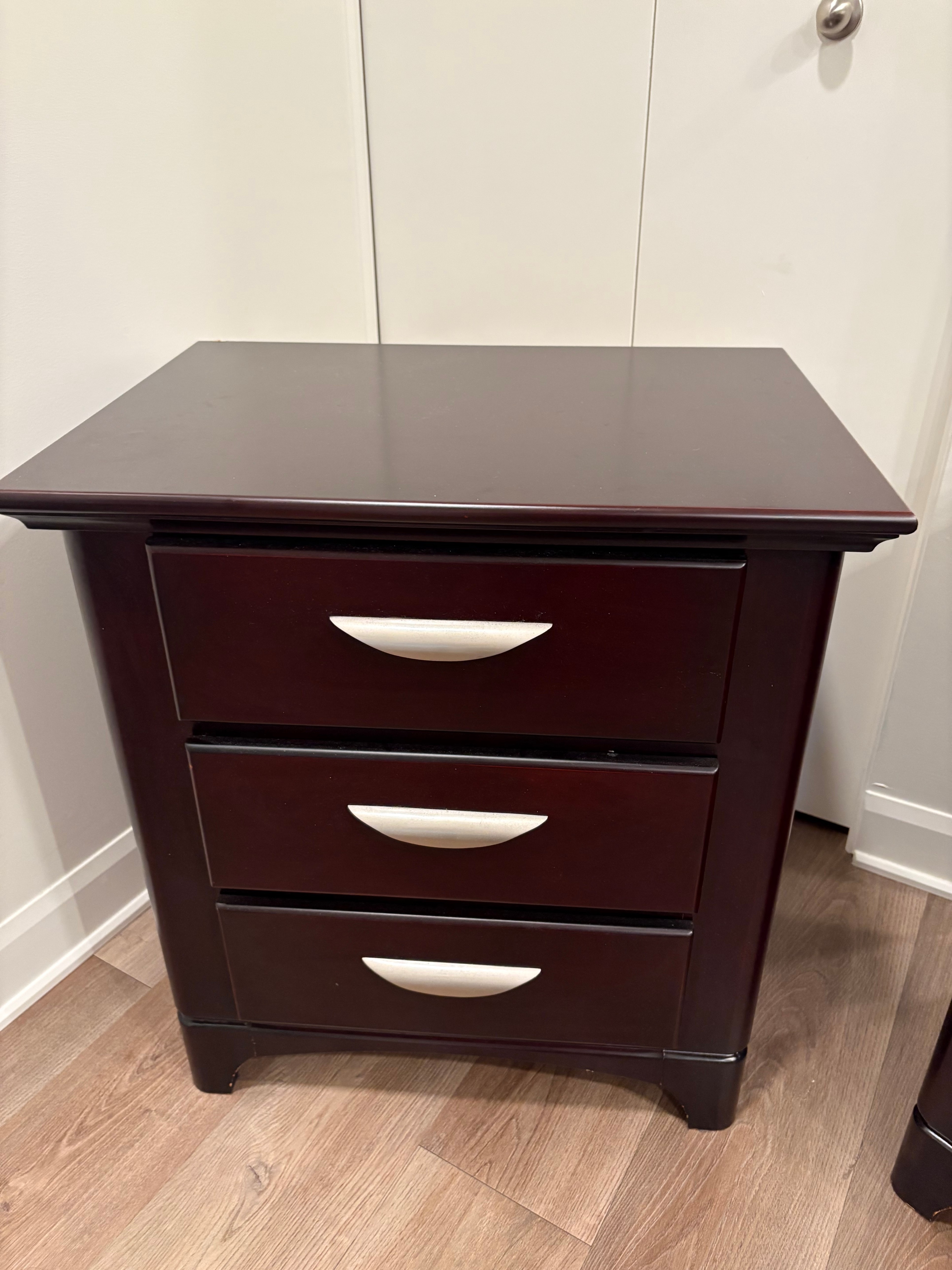 Set of 2 Large 3-Drawer Bedside / Side Tables – Cherry Red - photo 3