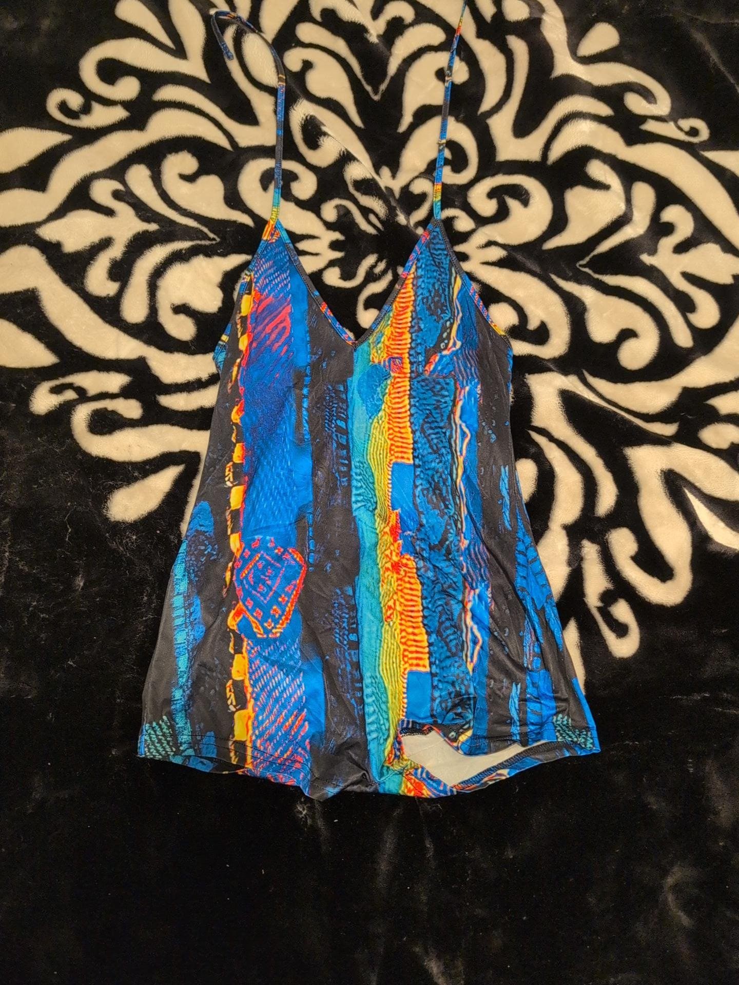 Colorful Abstract Print Slip Dress