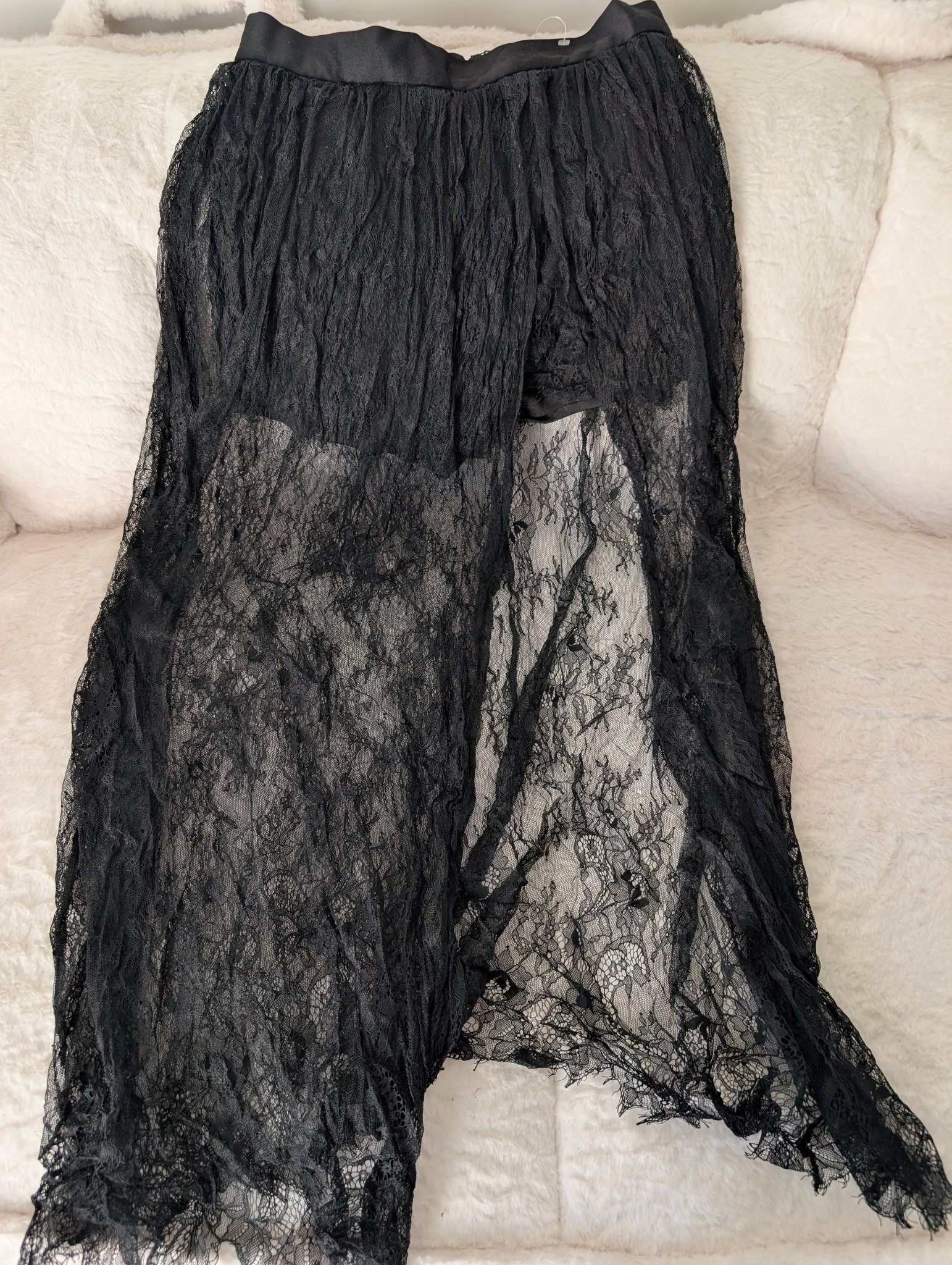 Black Sheer Lace Maxi Skirt