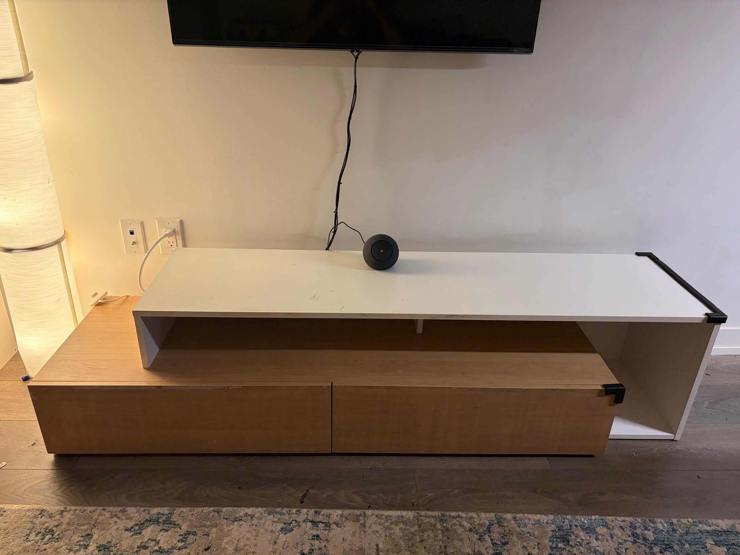 Wade Logan Caven TV Stand — Natural Maple/White, 70"