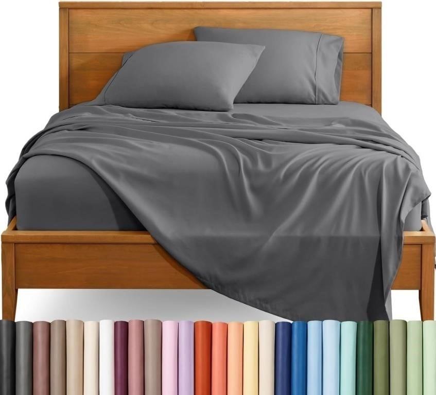 Bare Home Queen Sheet Set 4-Pc 1800 Ultra-Soft Dark Grey
