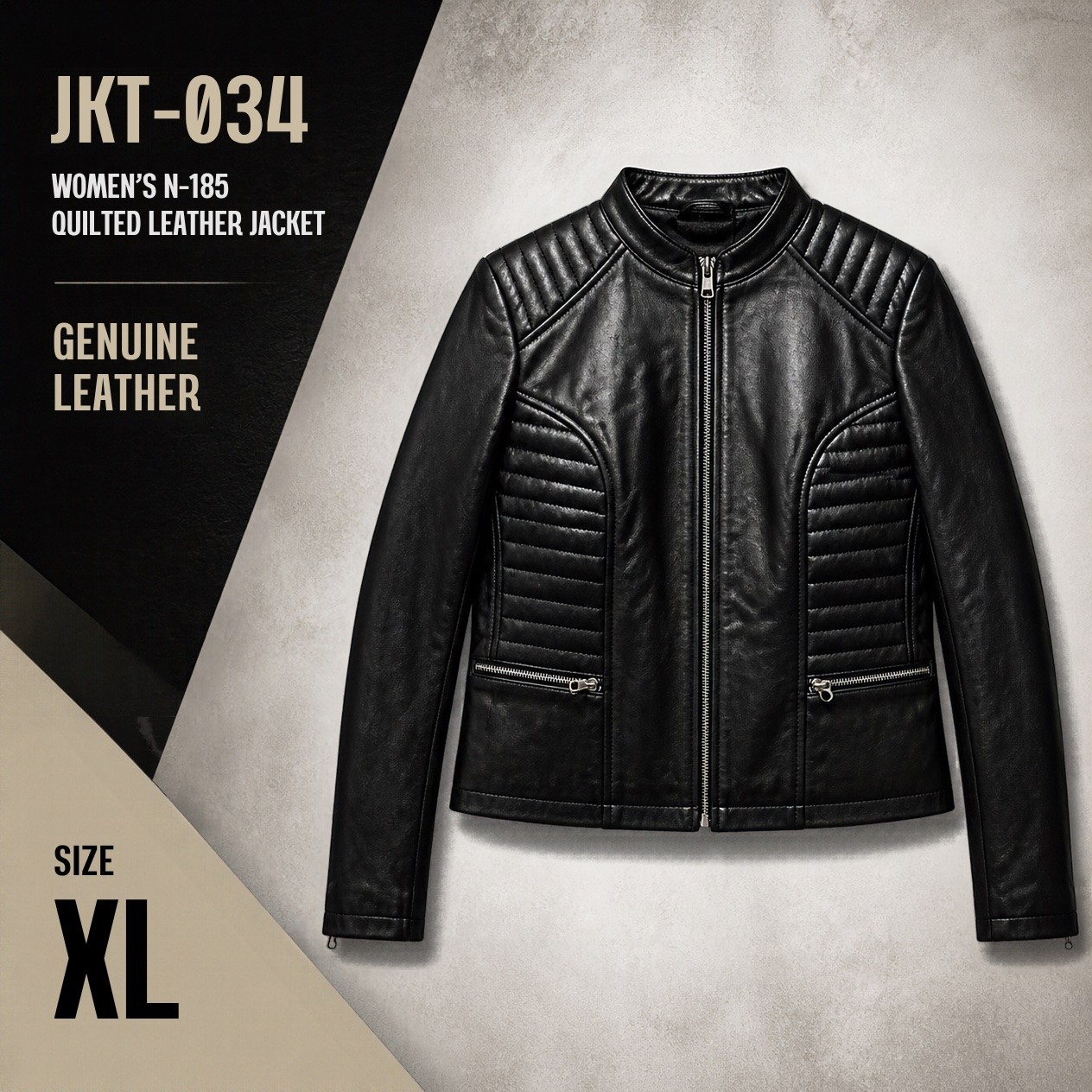 JKT-034 — Women's quilted leather jacket — brand new, size XL - photo 5