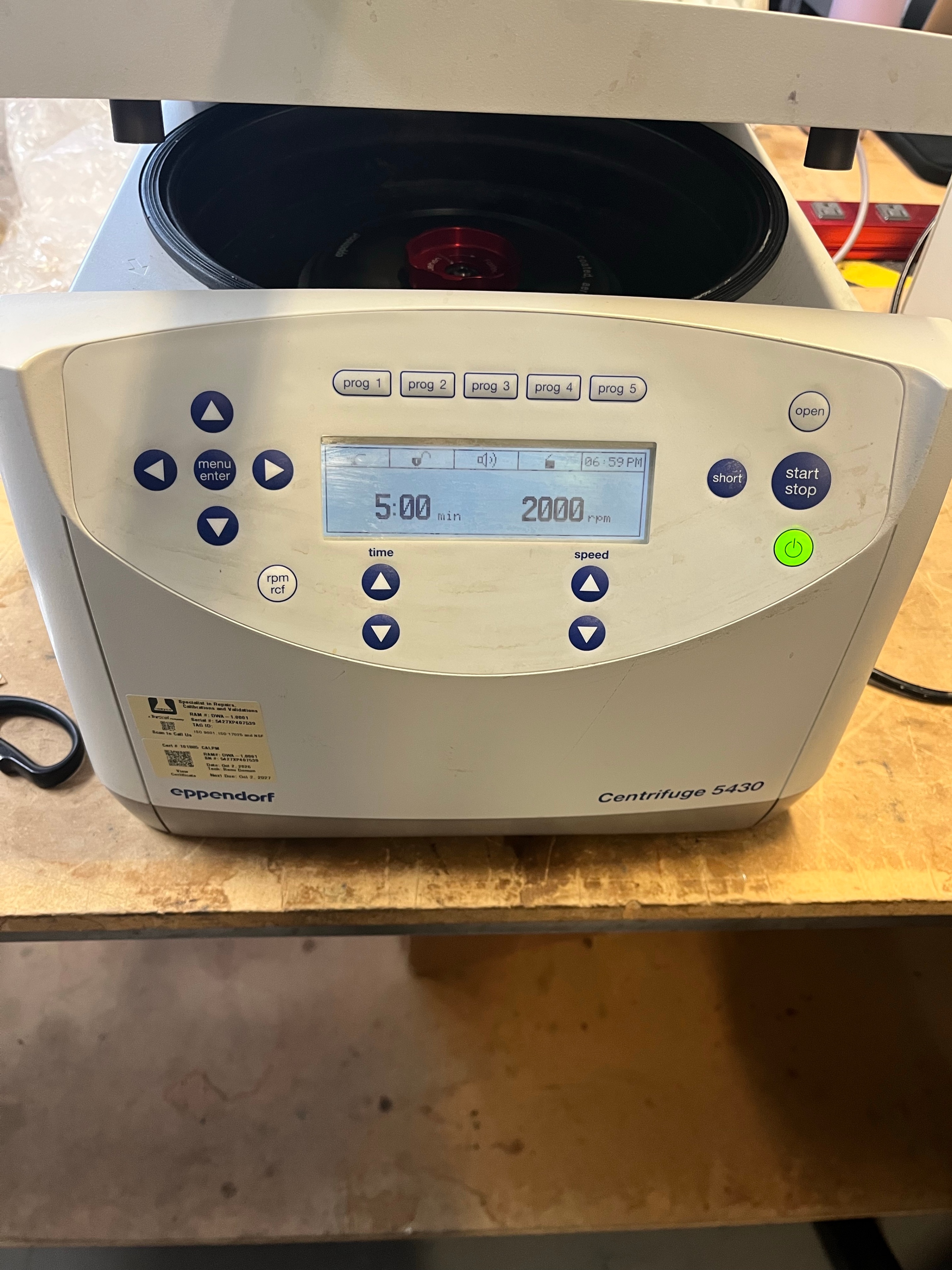 Eppendorf 5430 Centrifuge with Rotor, Calibrated Oct 2026