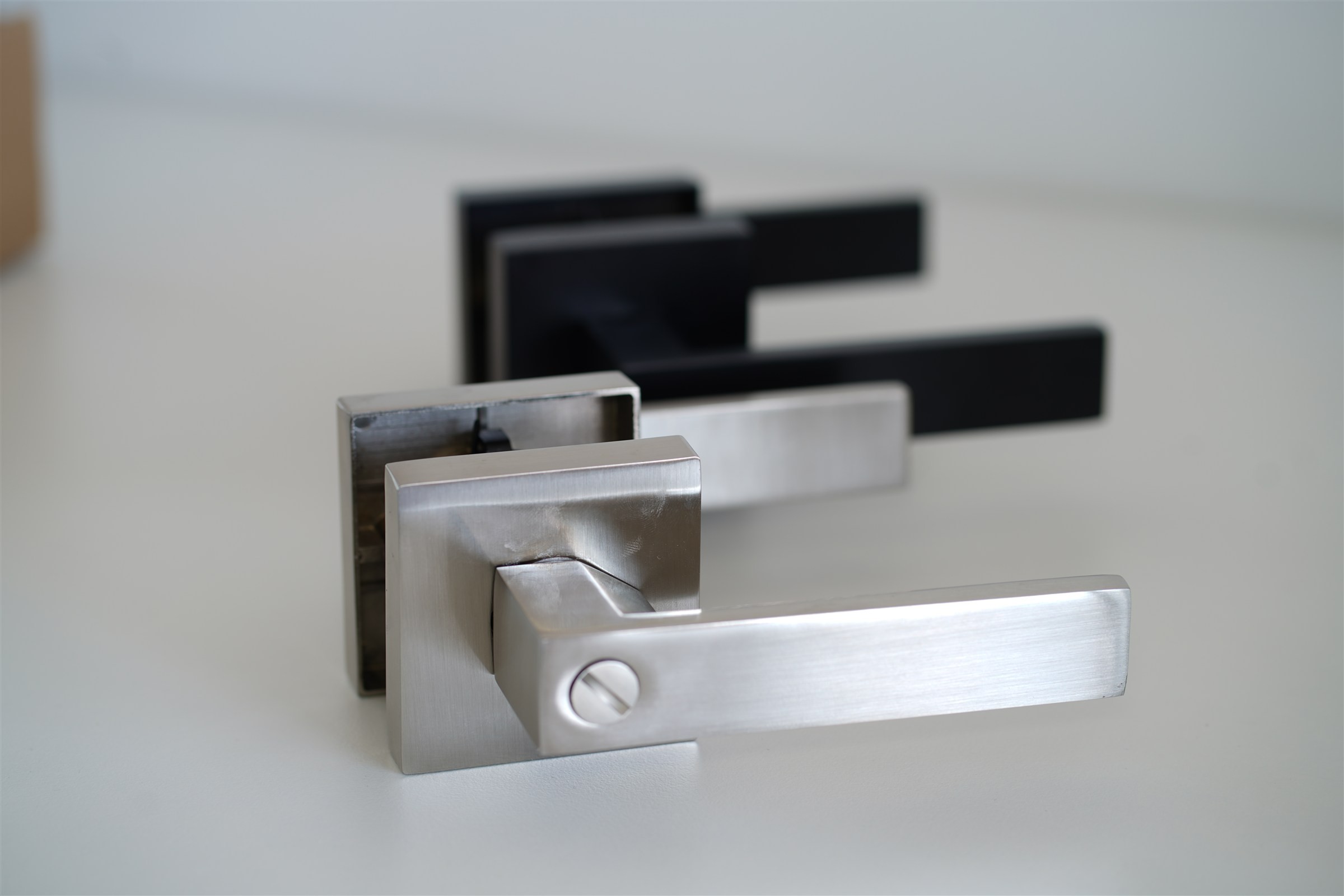 New D901 Square Door Levers - Passage, Privacy, Keyed - Black