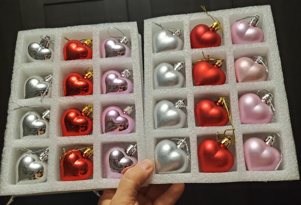 Brand New Heart-Shaped Christmas, Valentines  Ornaments - 24 Pcs - photo 5