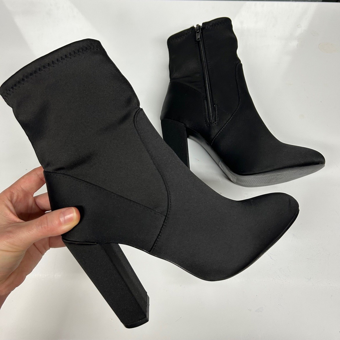Call It Spring Black Satin Sock Booties – US 5, Like New